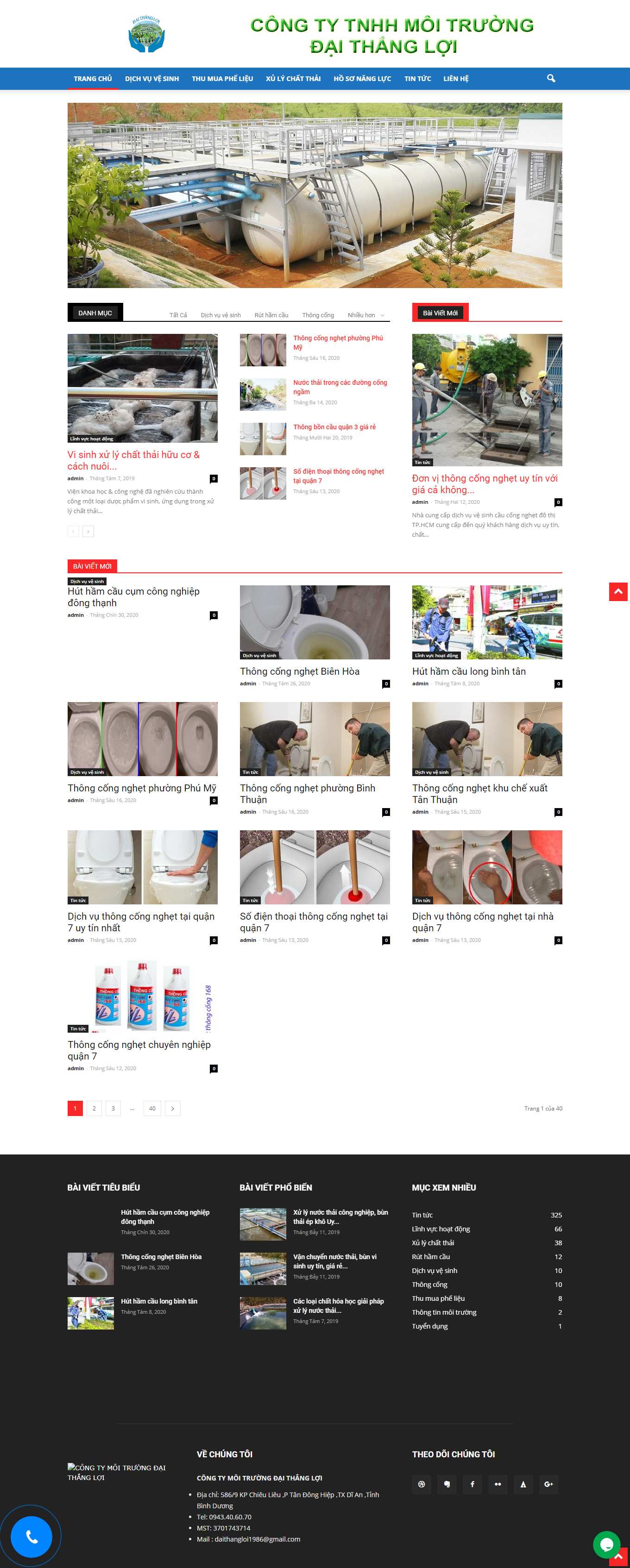 Thiết kế Website Web dịch vụ thông tắc công - moitruongsachorg