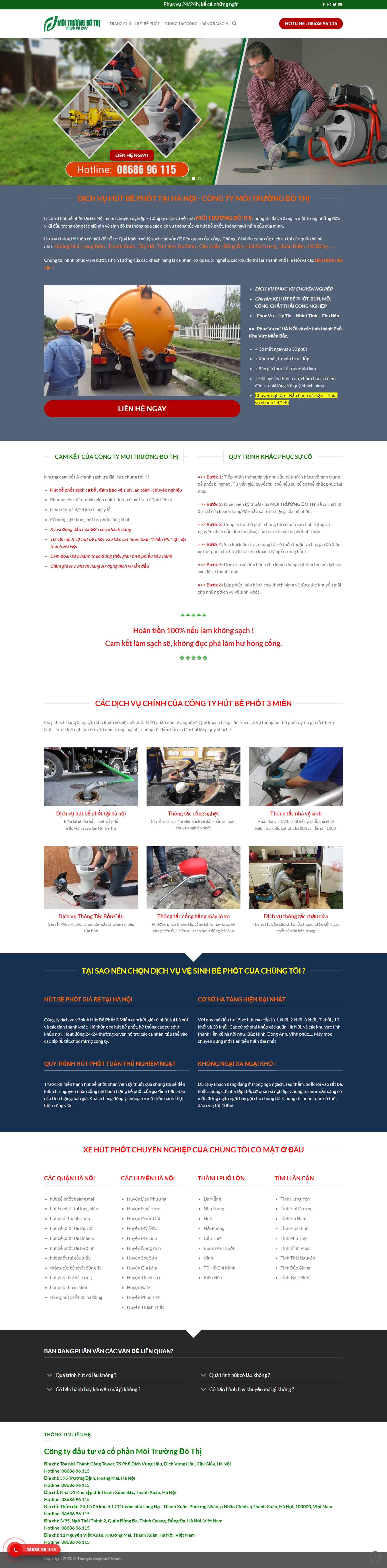 Thiết kế Website Web dịch vụ hút bể phốt - thongtacbephothanoinet