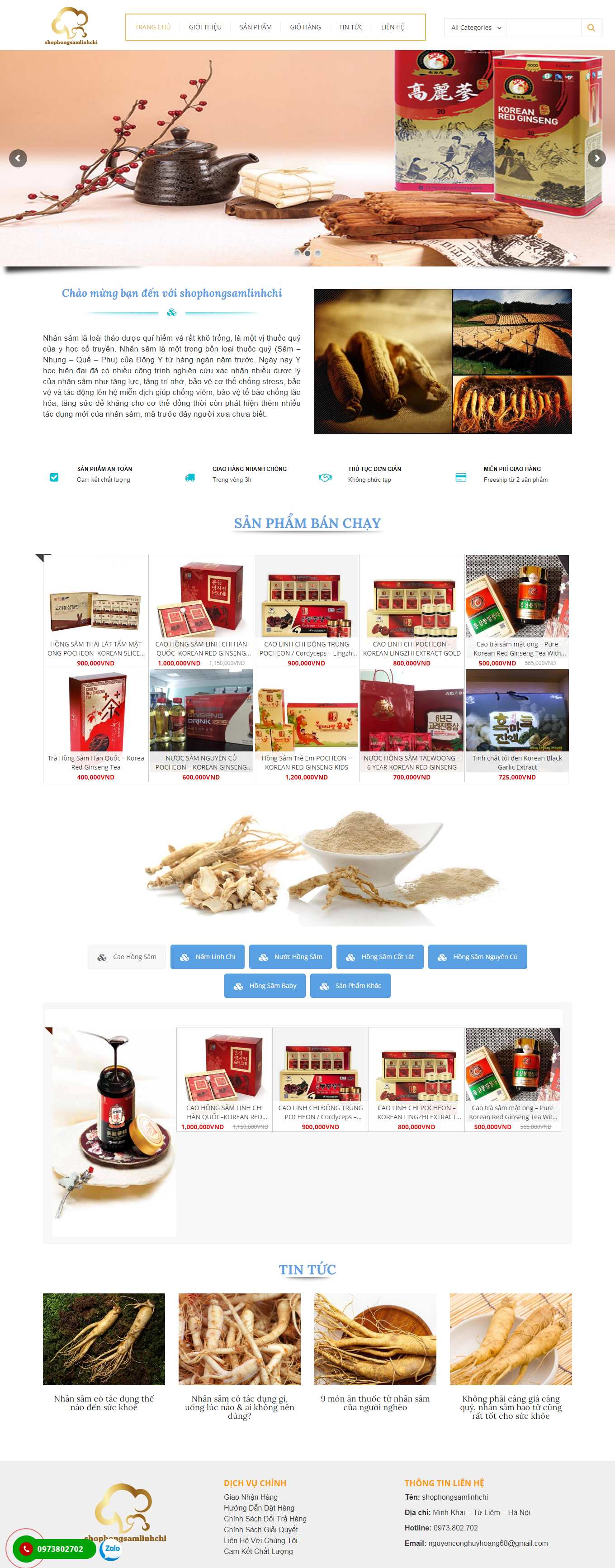 [ikute] Thiết kế Website Web bán nhân sâm linh chi - shophongsamlinhchicom