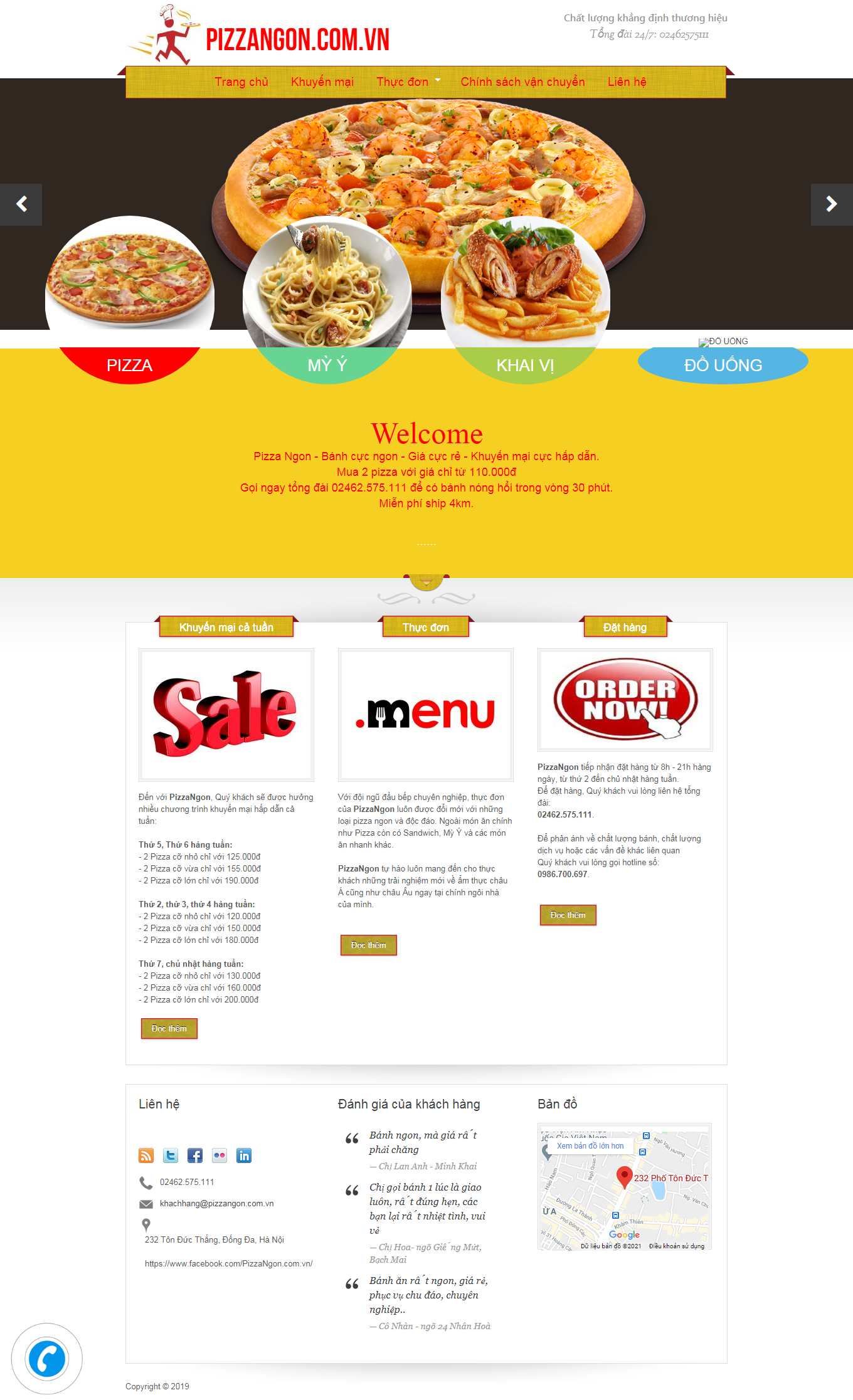 [pizzasunflower] Thiết kế Website Web bán bánh pizza - pizzangoncomvn