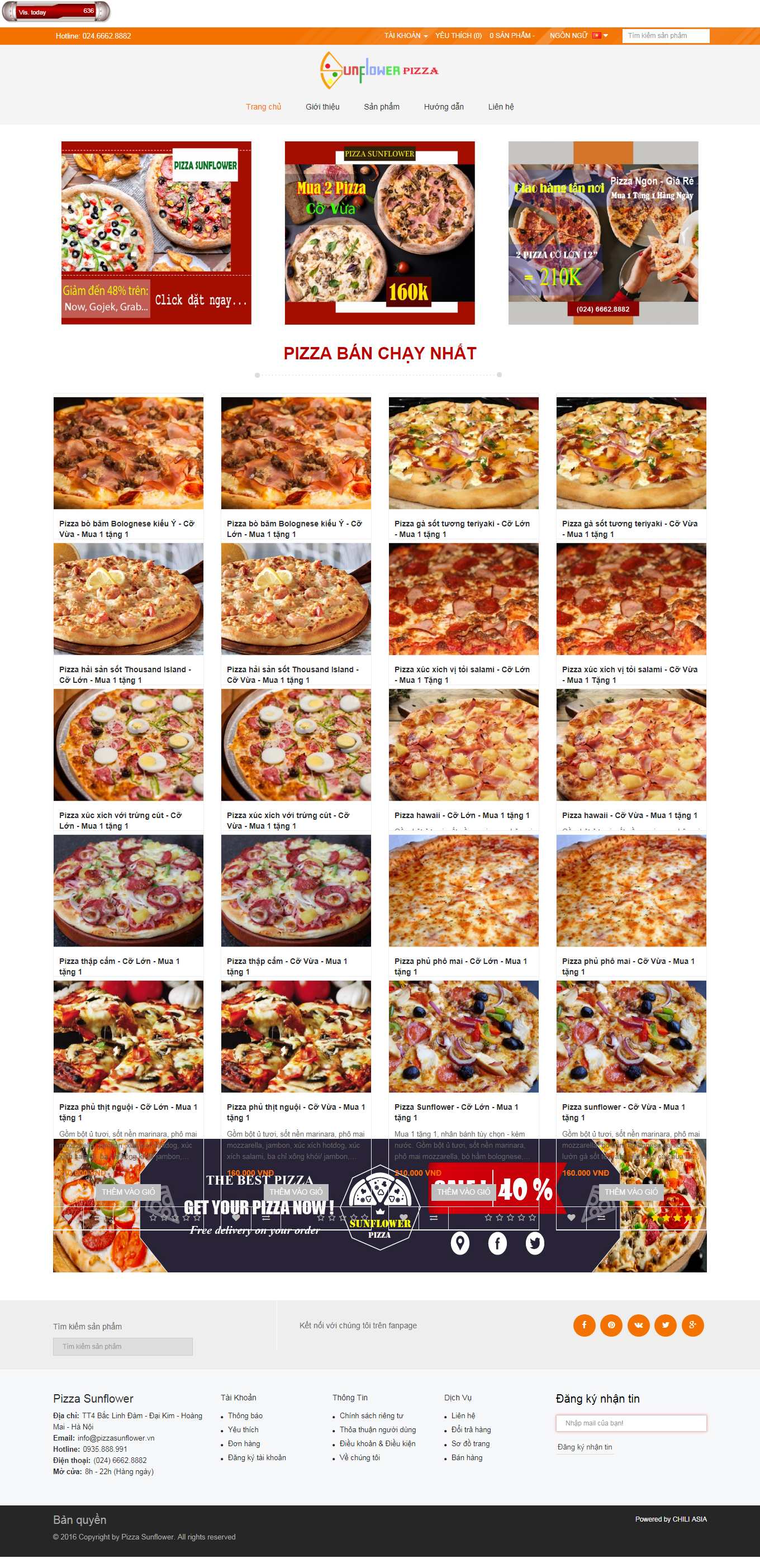 [pizzasunflower] Thiết kế Website Web bán bánh pizza - pizzasunflowervn