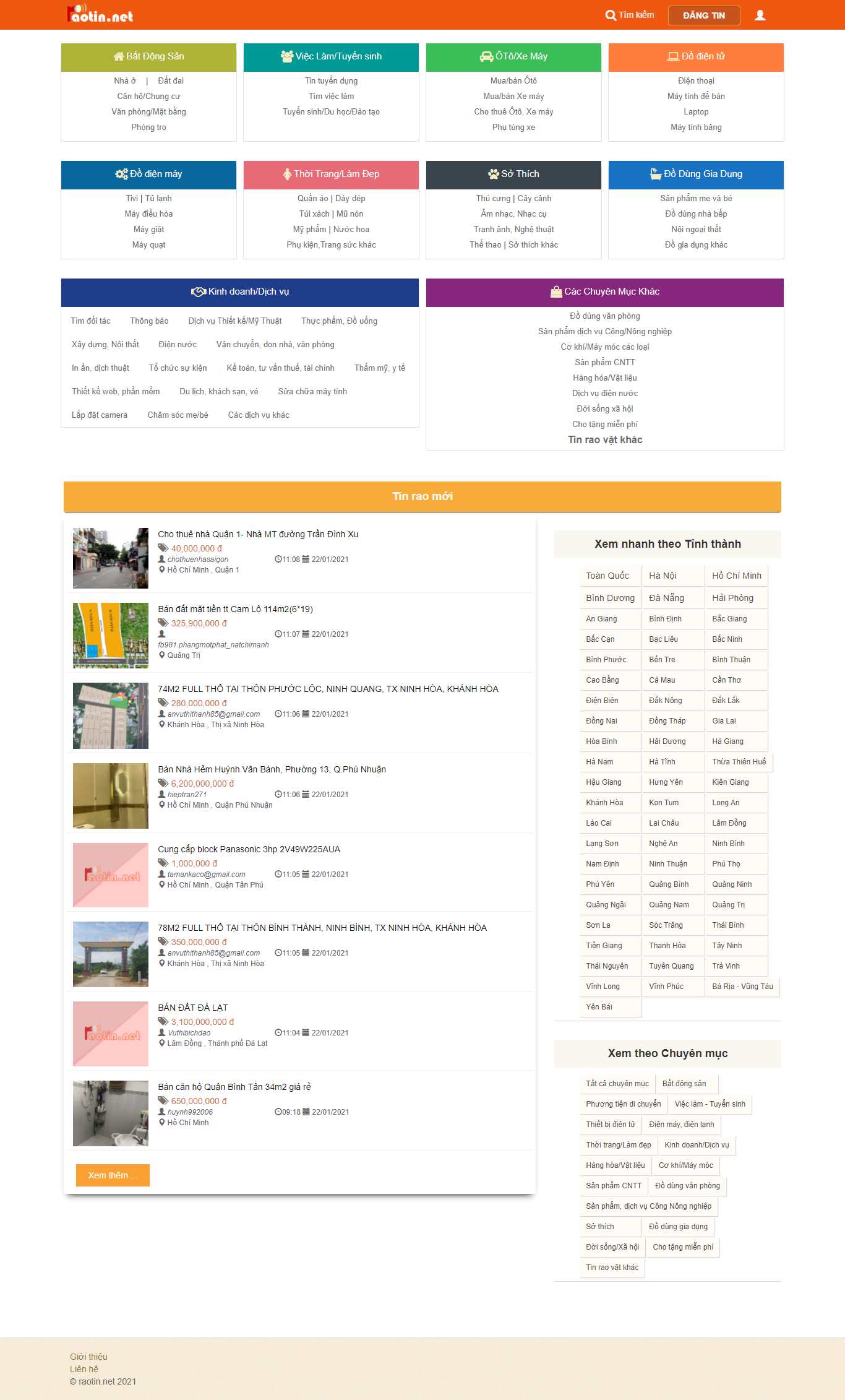 [fahasasg] Thiết kế Website Web Rao vặt Đấu giá - raotinnet