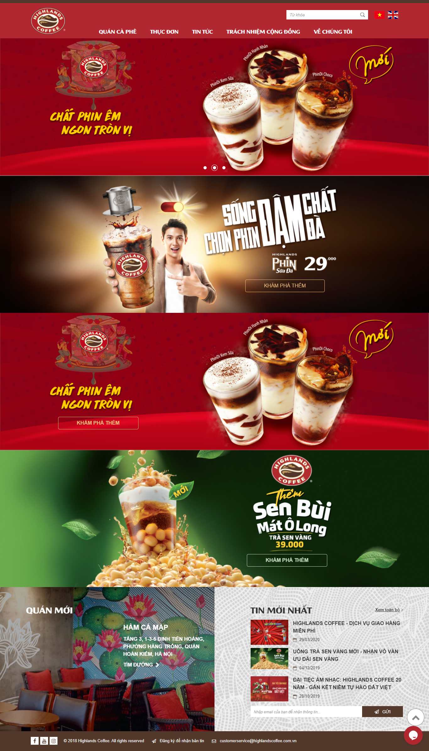 Thiết kế Website Web quán trà sữa - wwwhighlandscoffeecomvn
