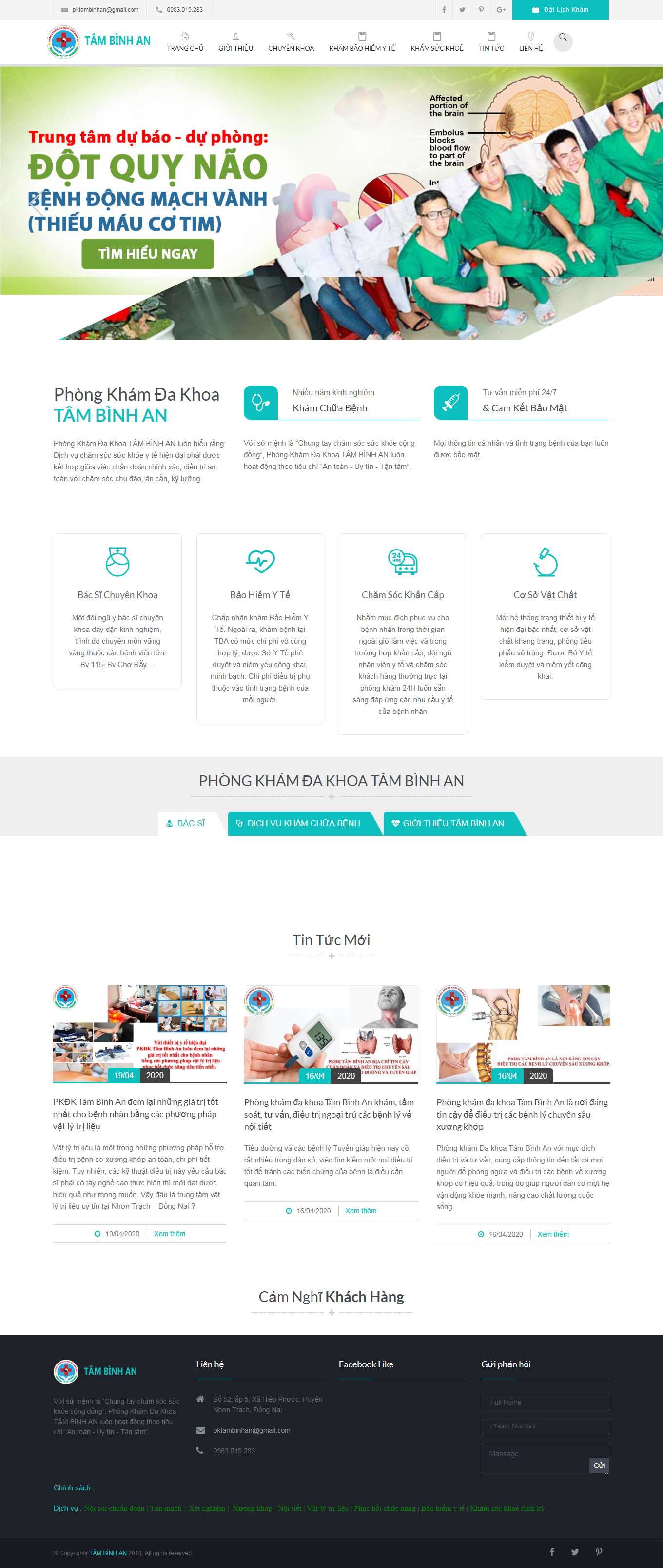 [khamtaimuihongnhi] Thiết kế Website Web phòng khám tai mũi họng - pkdktambinhancom