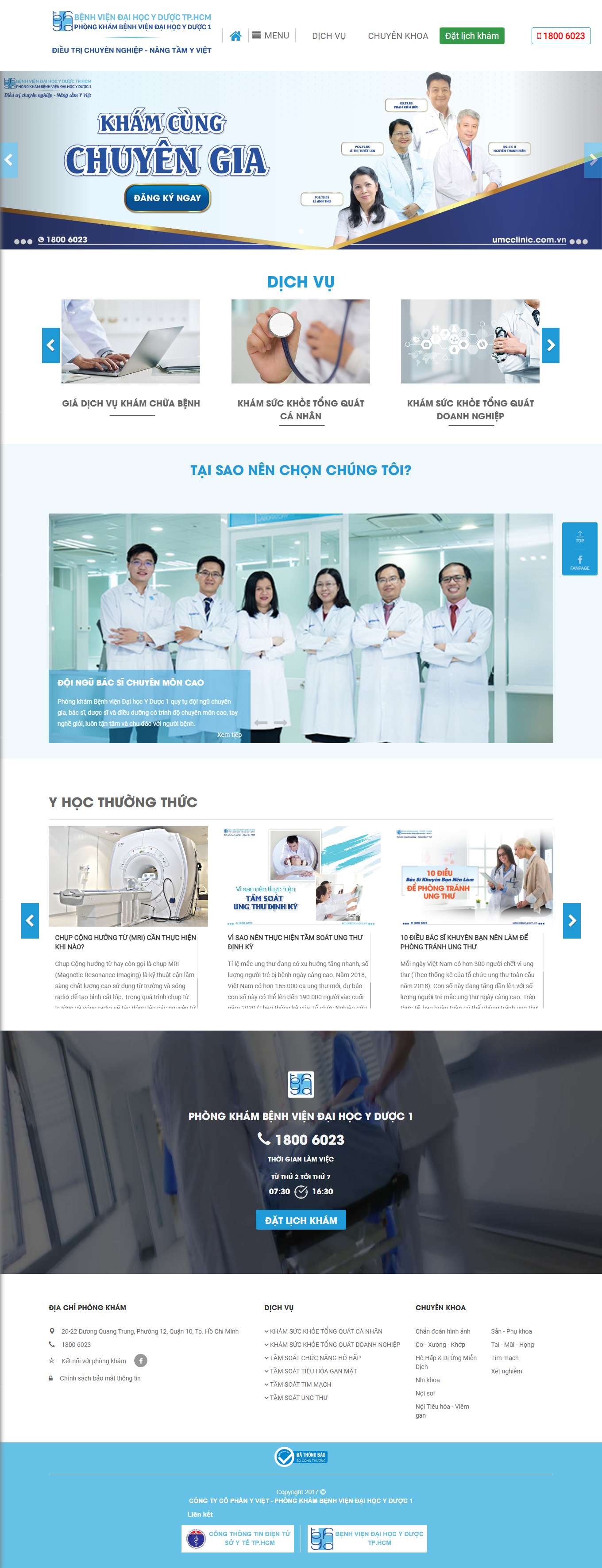 [khamtaimuihongnhi] Thiết kế Website Web phòng khám tai mũi họng - wwwumccliniccomvn