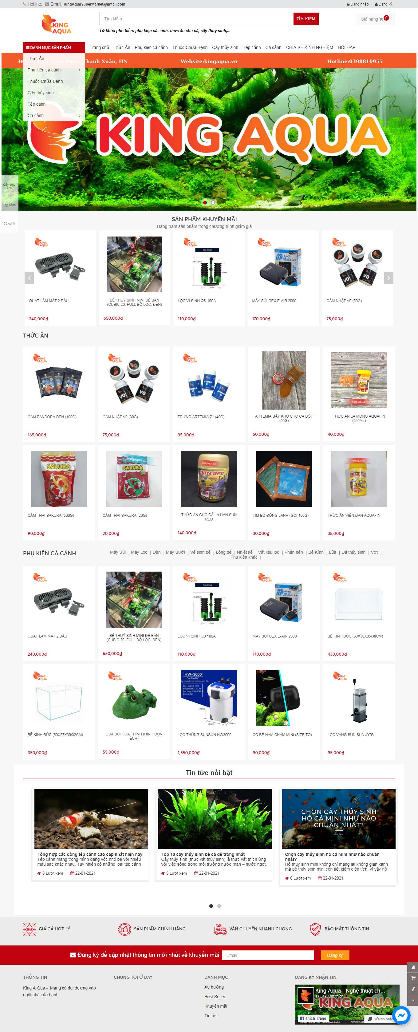 [thuycungxanh] Thiết kế Website Web bán cá cảnh, cây thủy sinh - kingaquavn