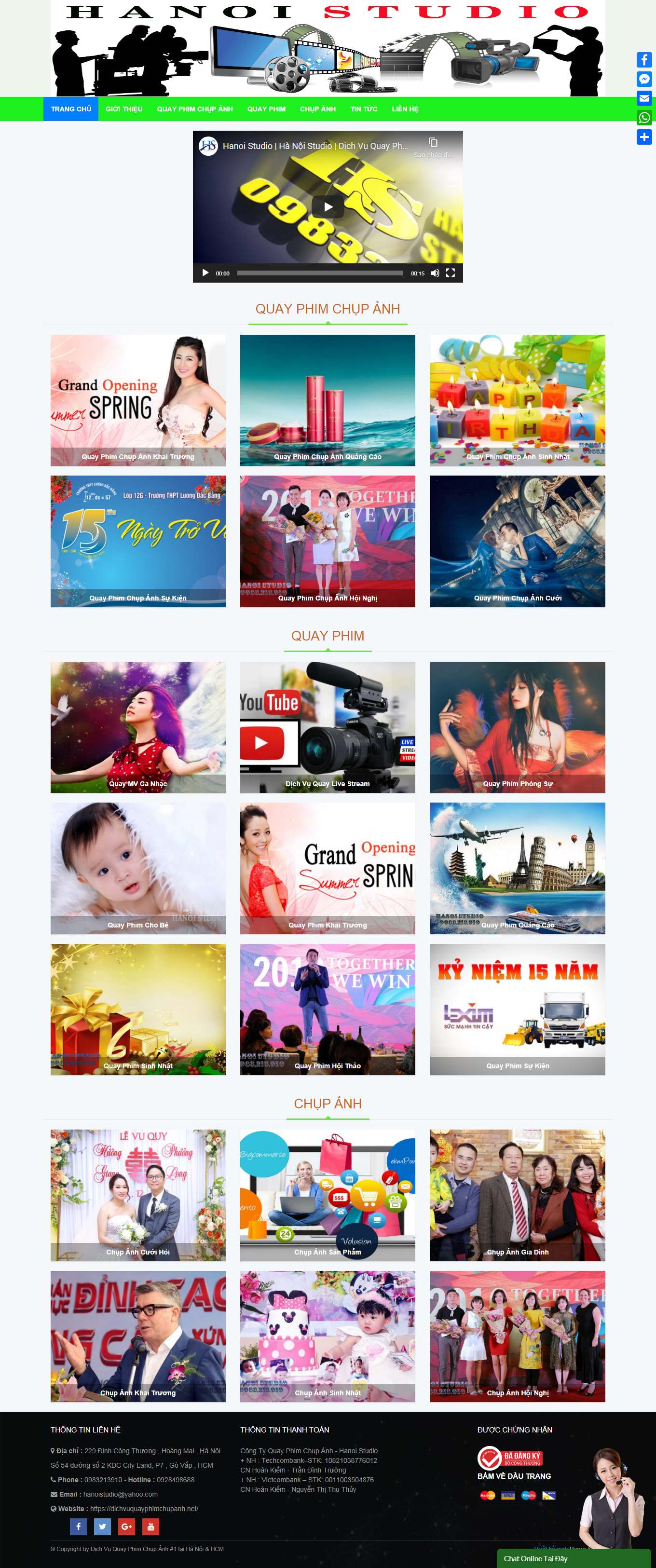 Thiết kế Website Web dịch vụ quay phim chụp hình - dichvuquayphimchupanhnet