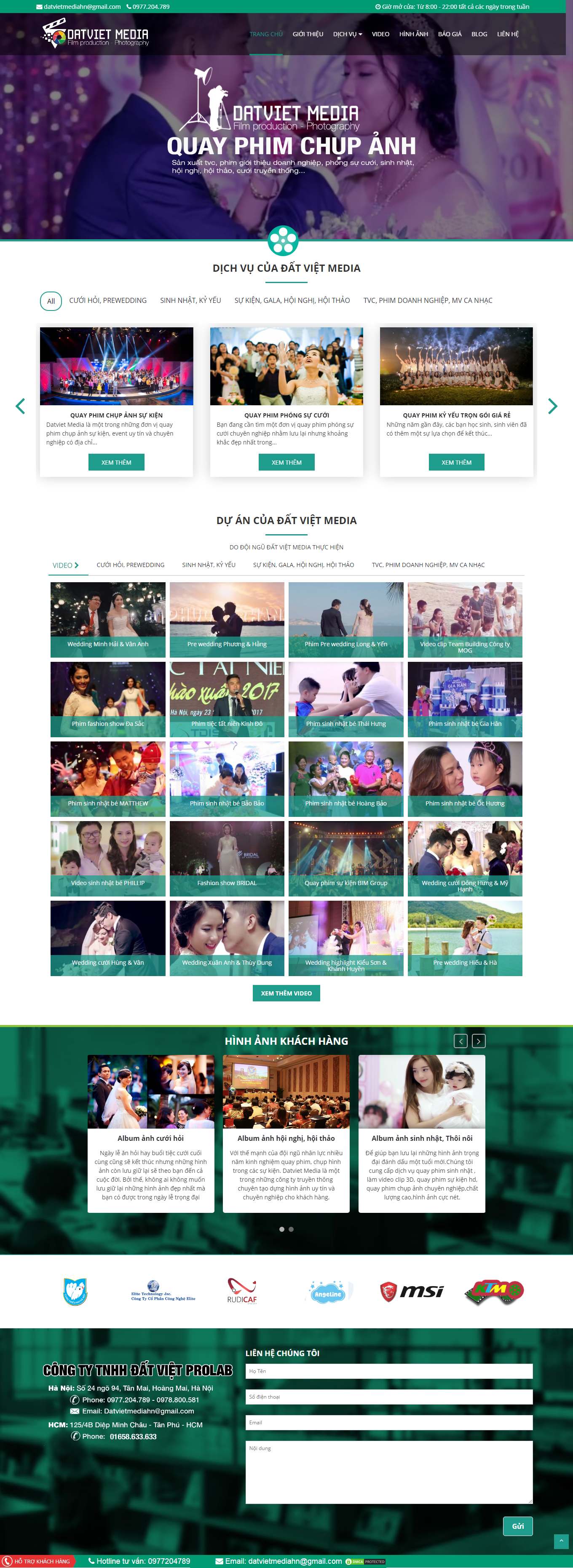 Thiết kế Website Web dịch vụ quay phim chụp hình - datvietmediacom