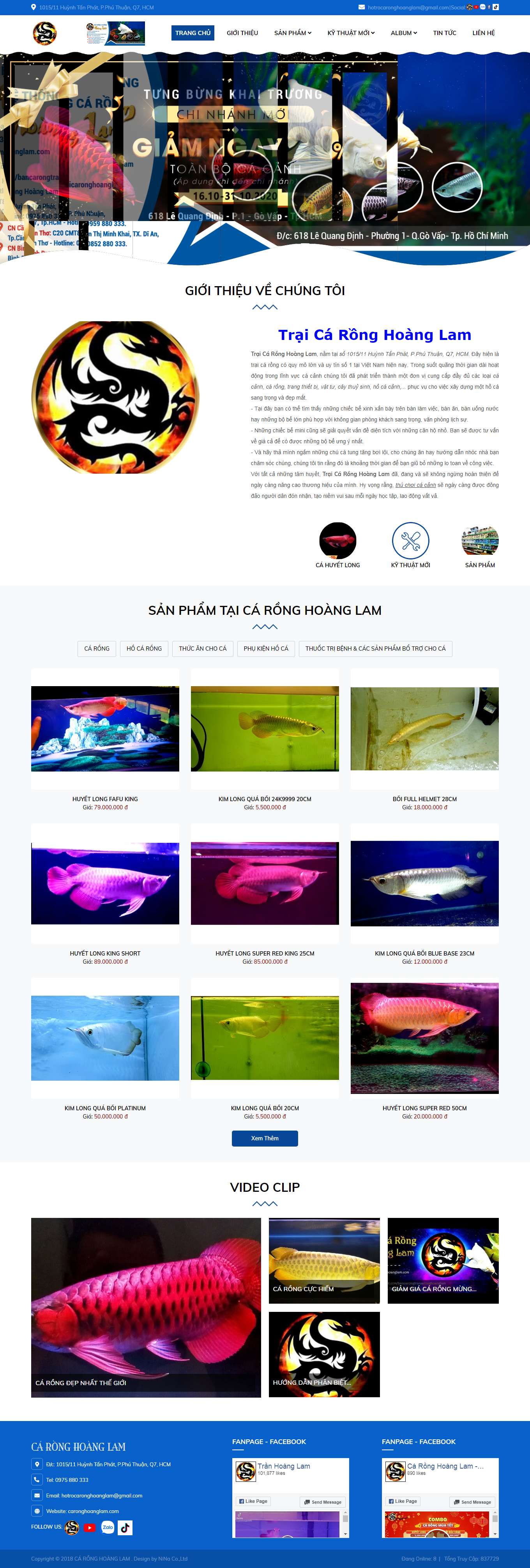 [hungcacanh] Thiết kế Website Web bán cá cảnh - caronghoanglamcom