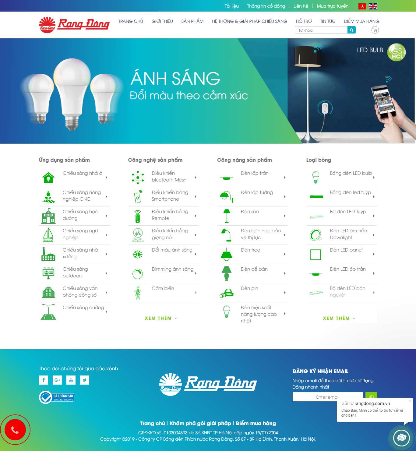 Thiết kế Website Web đèn led - rangdongcomvn