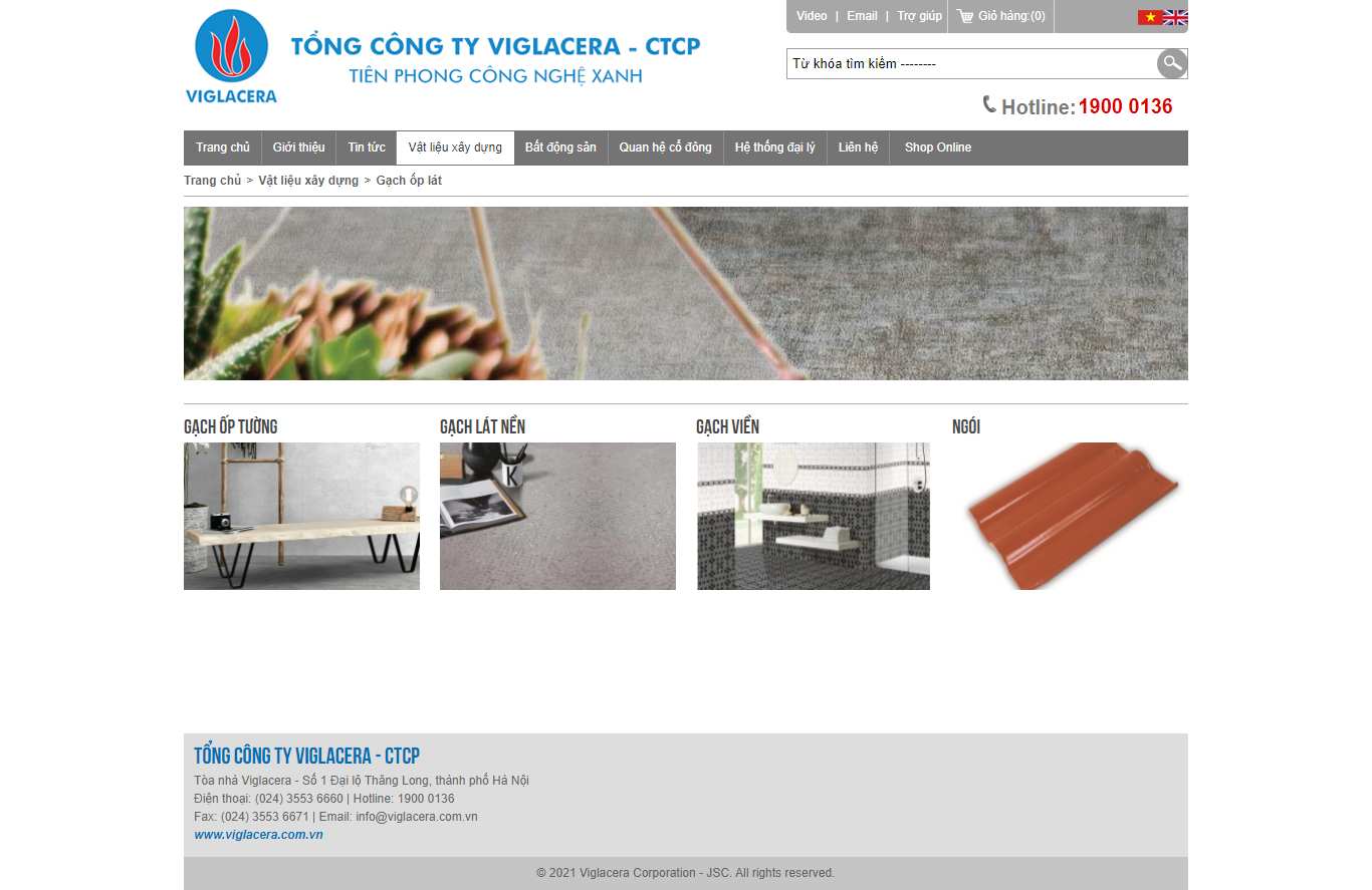 Thiết kế Website Web gạch đáp ốp lát - wwwviglaceracomvn