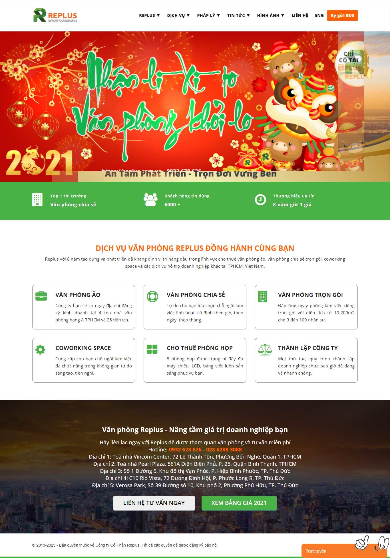 Thiết kế Website Web văn phòng chia sẻ - repluscomvn