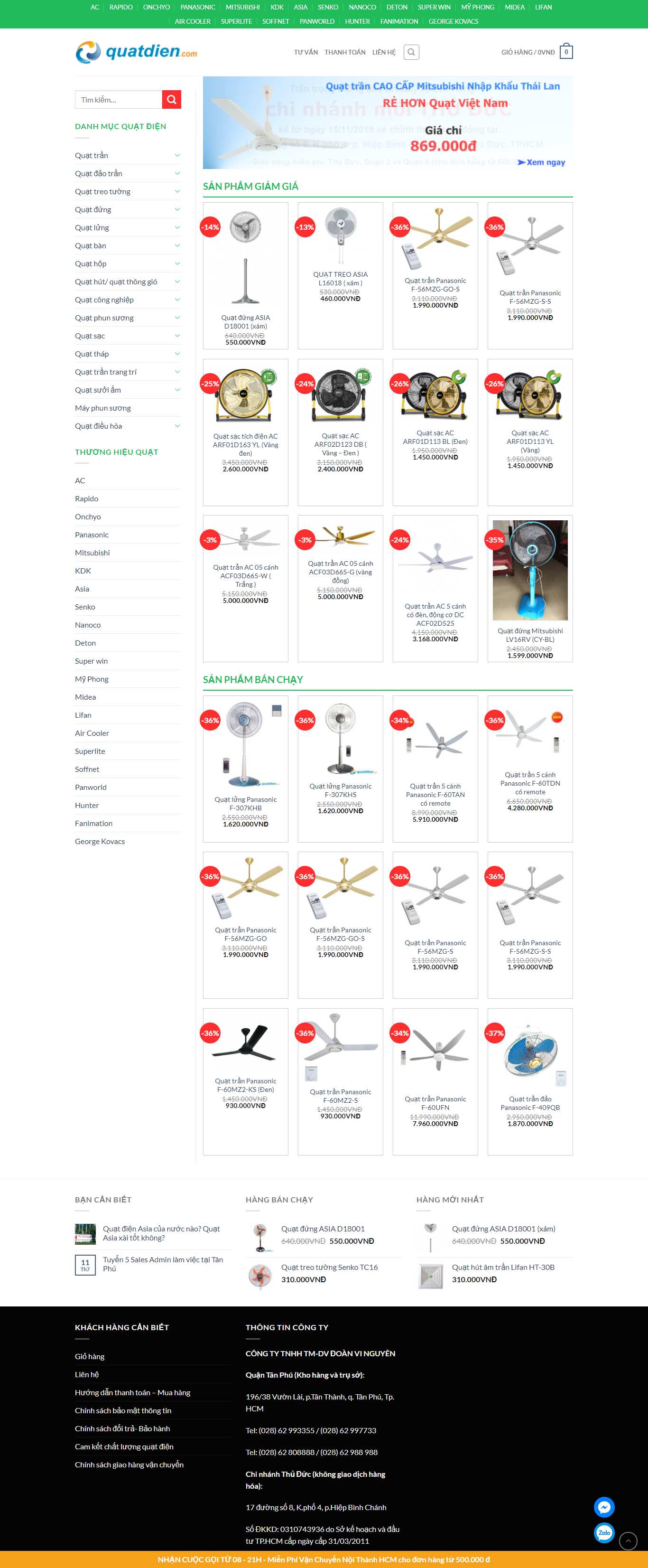 [quattranht] Thiết kế Website Web bán quạt trần - wwwquatdiencom