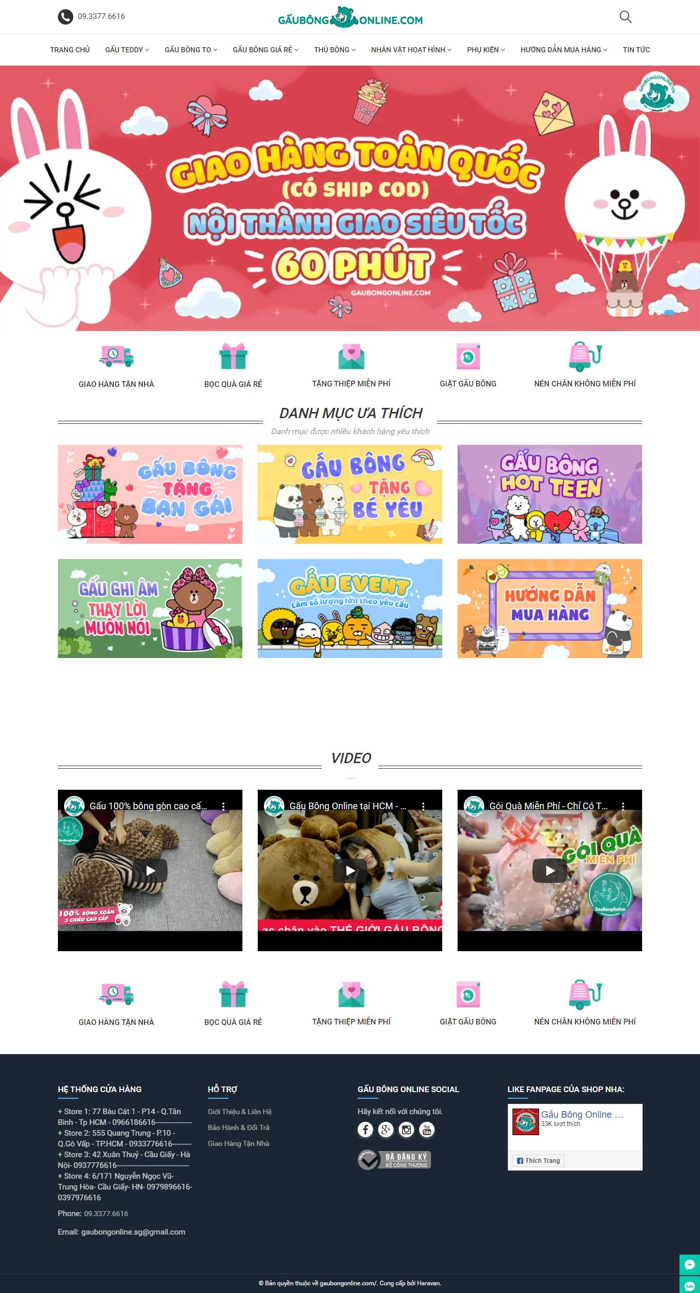 [gaushop] Thiết kế Website Web thú nhồi bông - gaubongonlinecom