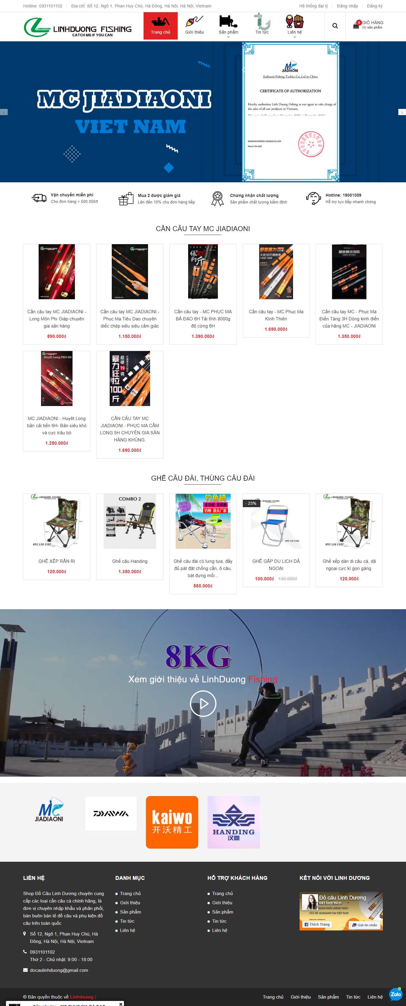 [icauca] Thiết kế Website Web bán đồ câu cá - cancautayvn