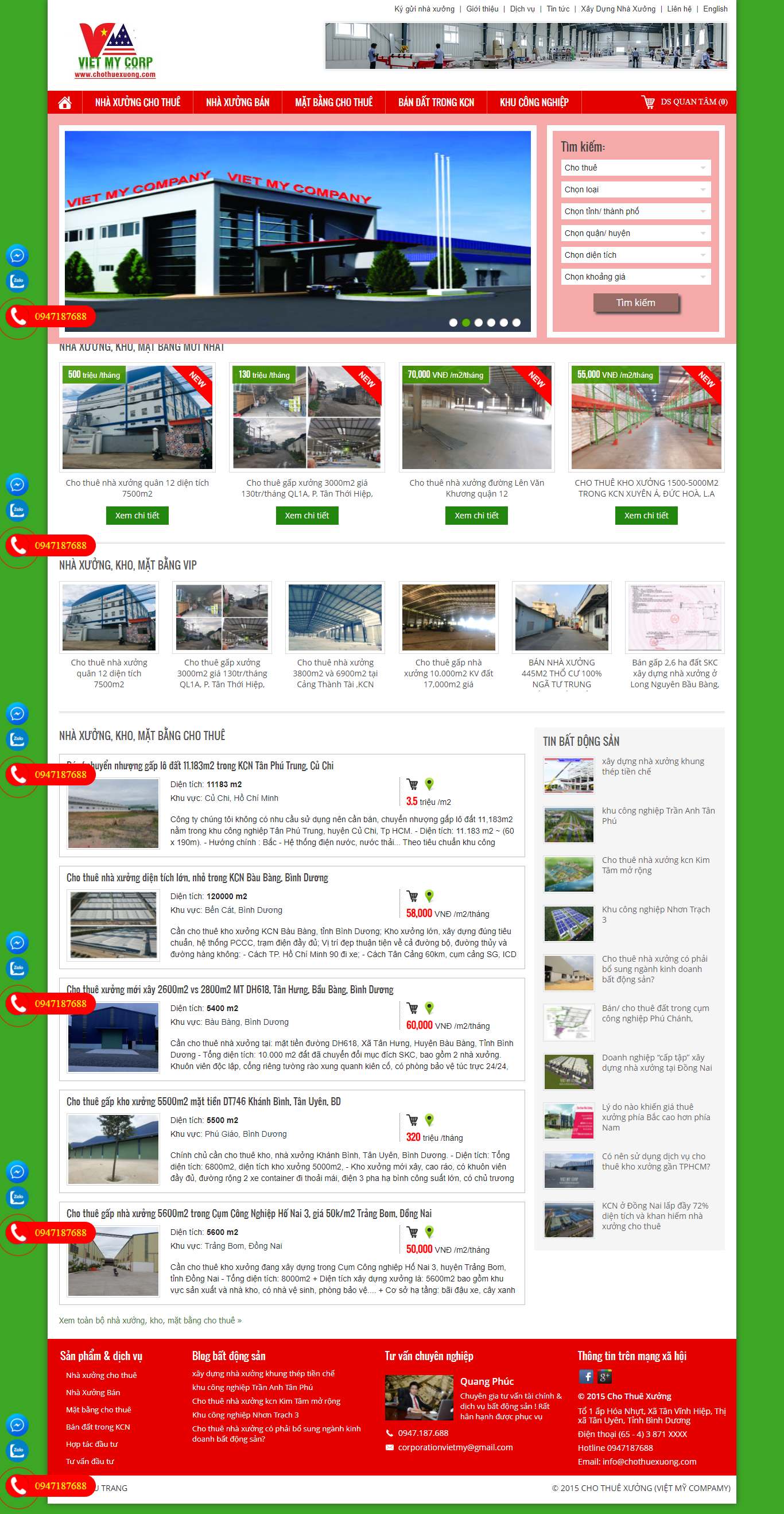 [chothuexuong] Thiết kế Website Web cho thuê nhà xưởng, kho bãi - chothuexuongcom