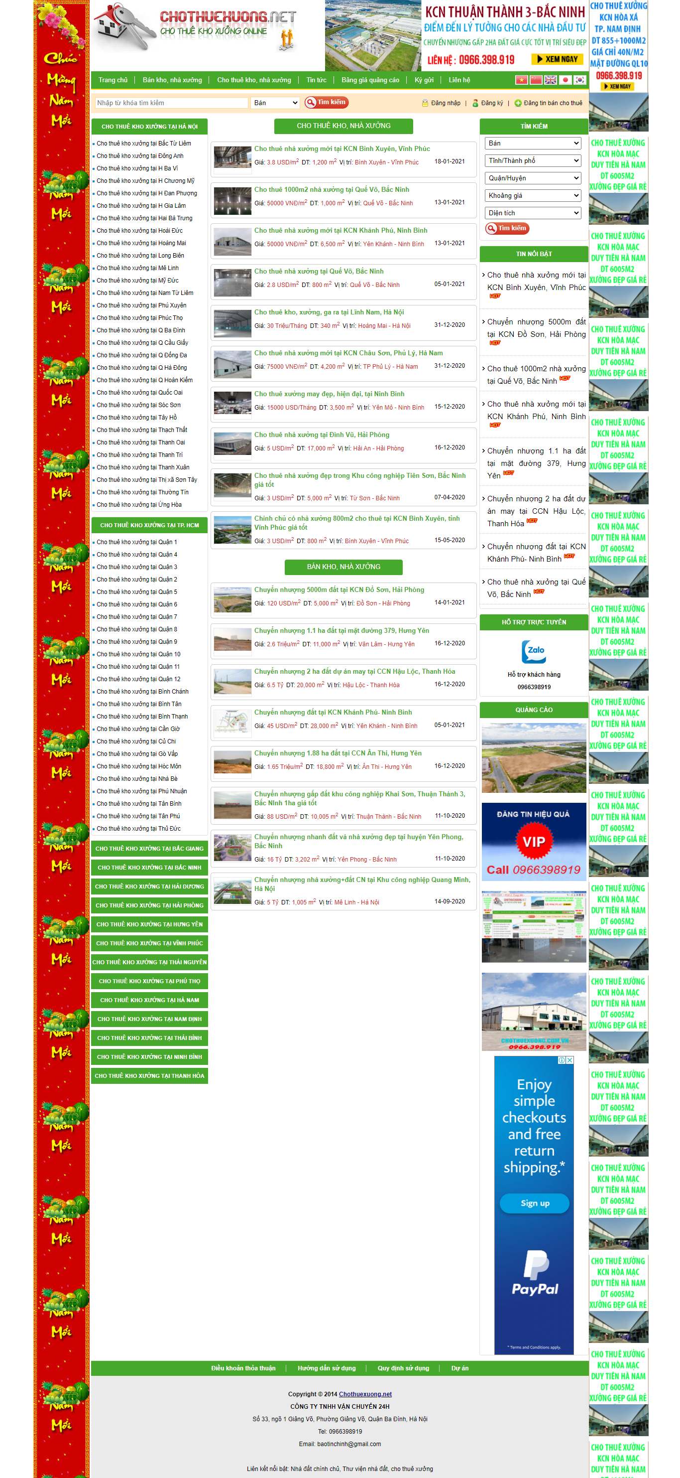 [chothuexuong] Thiết kế Website Web cho thuê nhà xưởng, kho bãi - chothuexuongnet