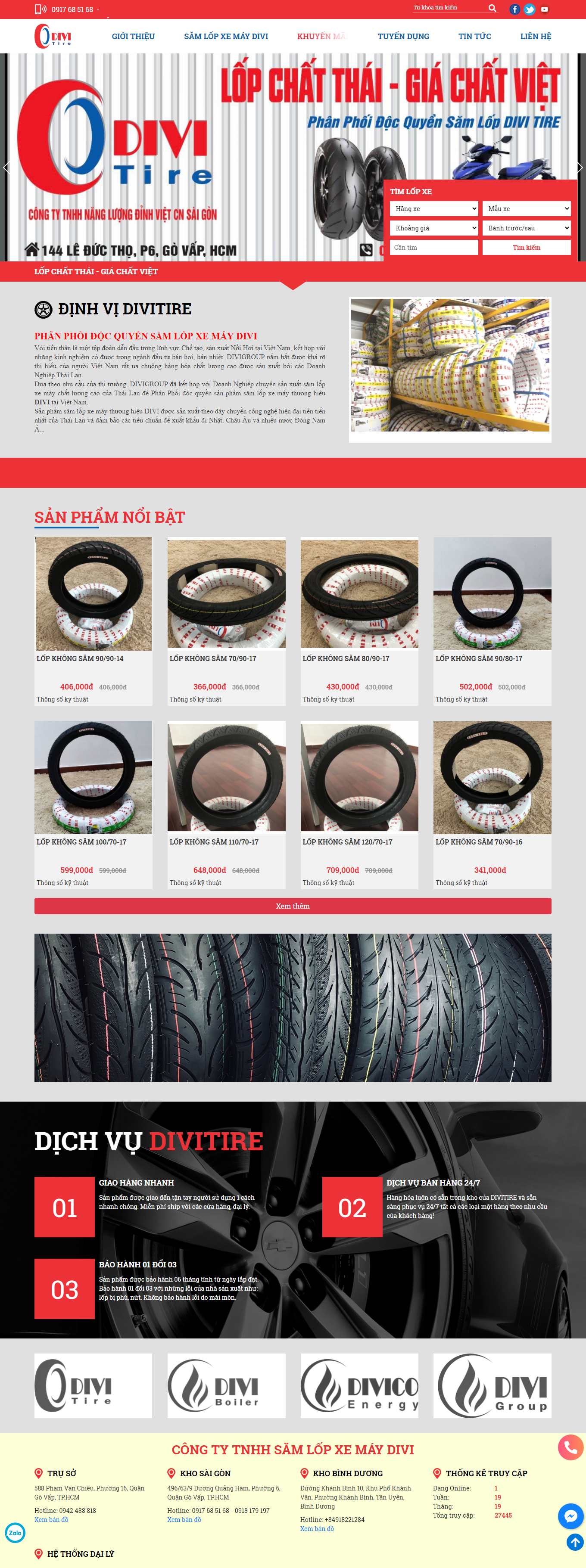 [shop2banh] Thiết kế Website Web bán lốp xe máy, ô tô - divitirecomvn