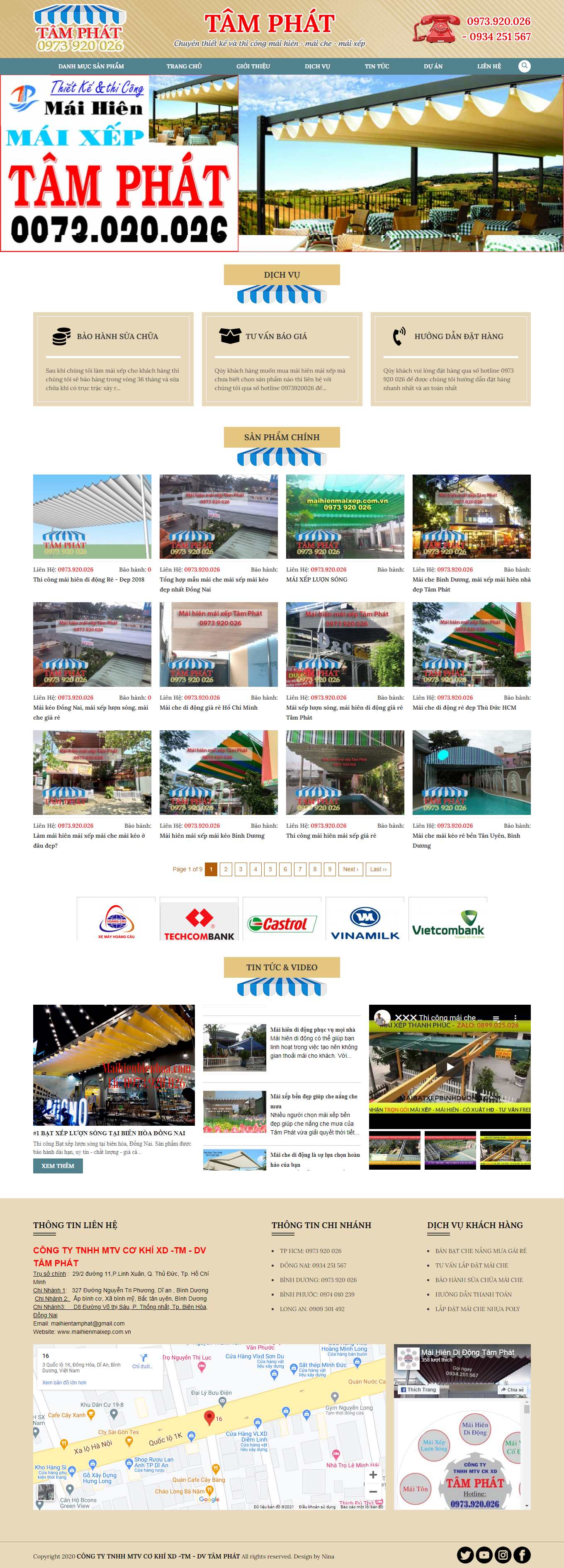 [sieuthimaiche] Thiết kế Website Web bán mái che di động - maihienmaixepcomvn