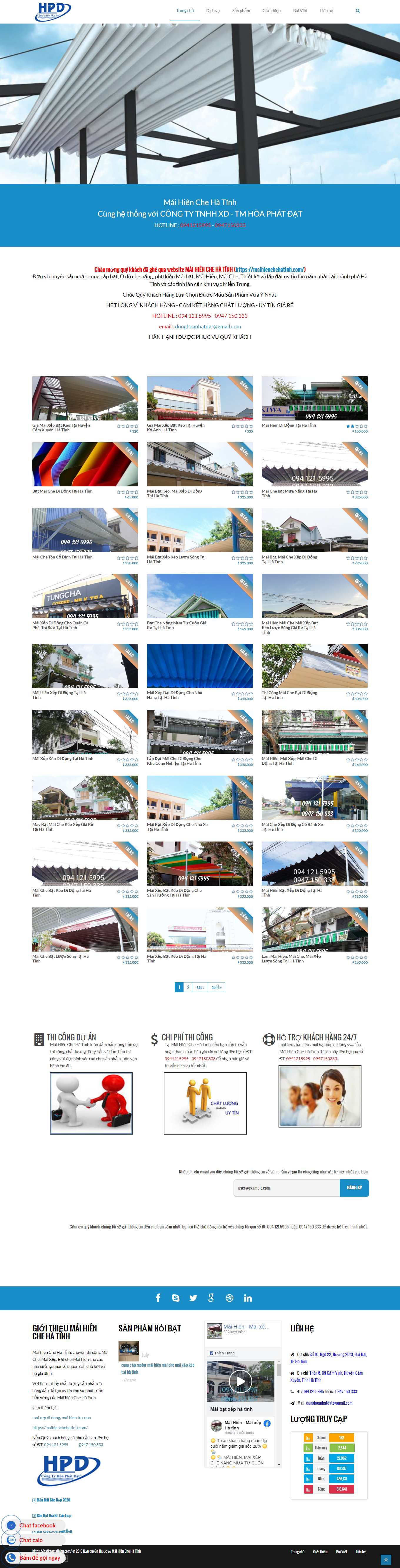 [cokhihoanghuy] Thiết kế Website Web bán mái hiên di động - wwwmaihienchehatinhcom