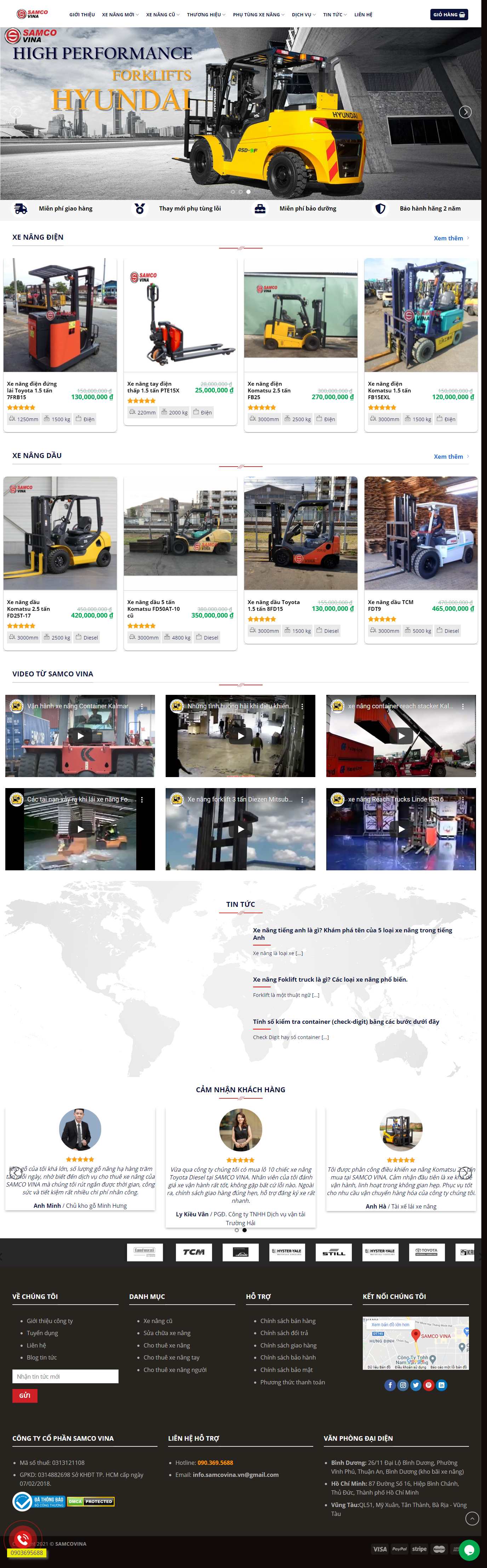 Thiết kế Website Web bán xe nâng hàng - samcovinavn
