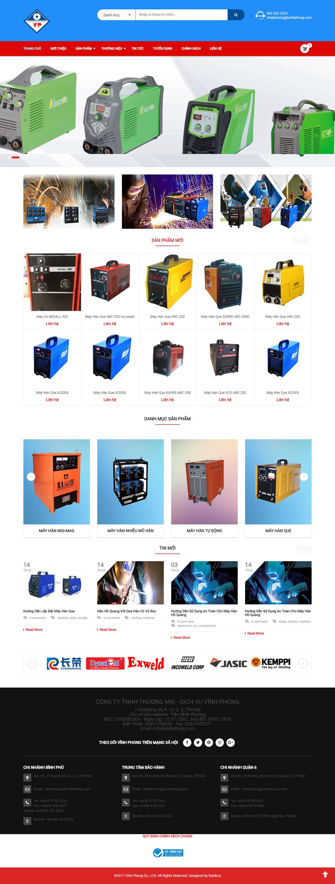 [mayhandanang] Thiết kế Website Web bán máy  hàn - vinhphongcom