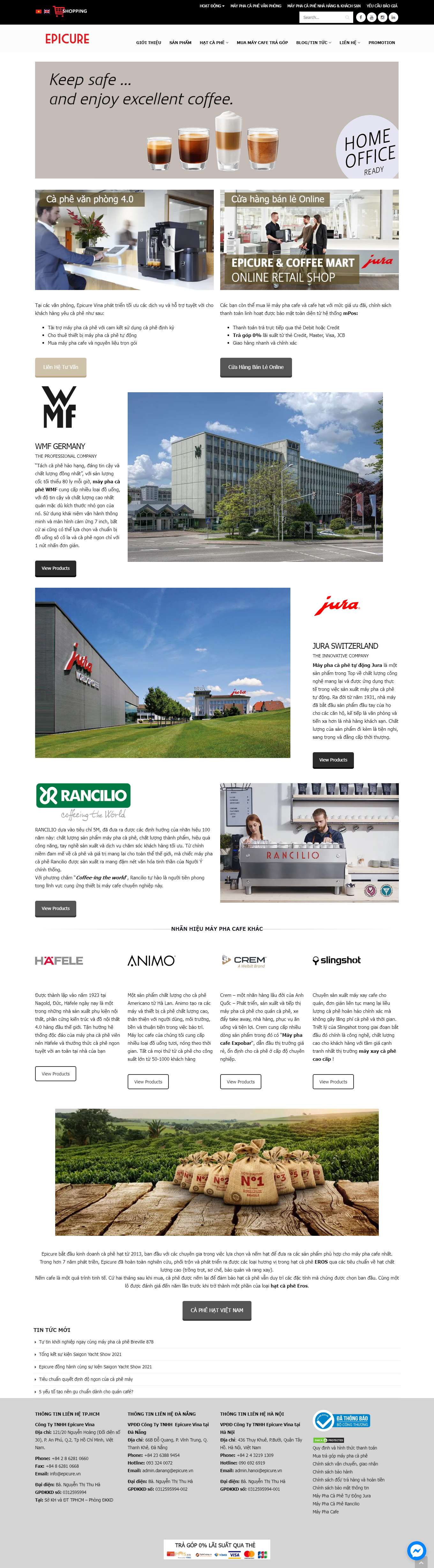 [hoanghiepcoffee] Thiết kế Website Web bán máy pha cafe - epicurevn