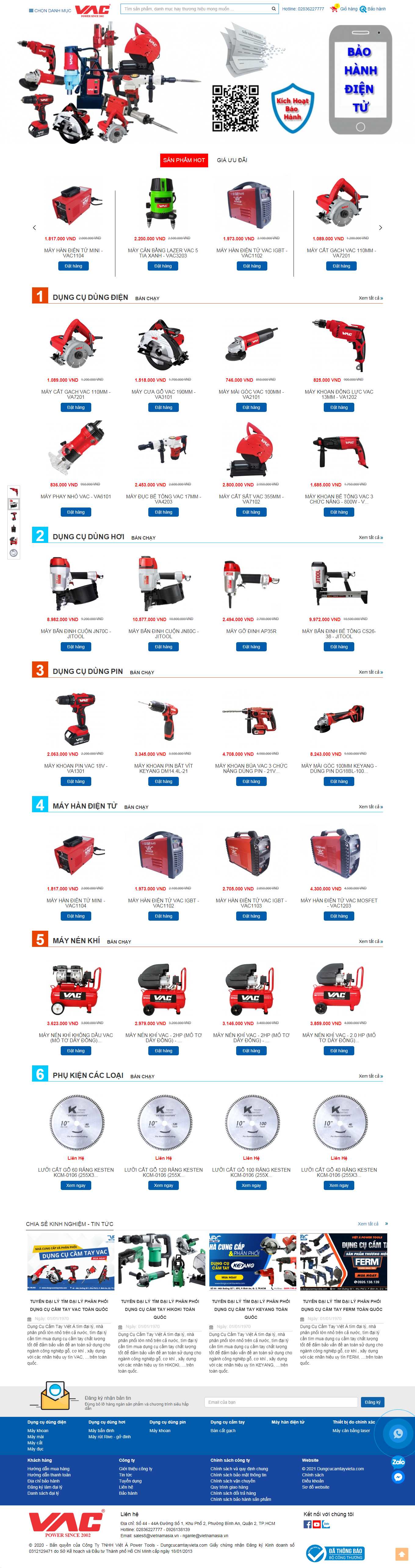 Thiết kế Website Web máy hàn điện tử - dungcucamtayvietacom