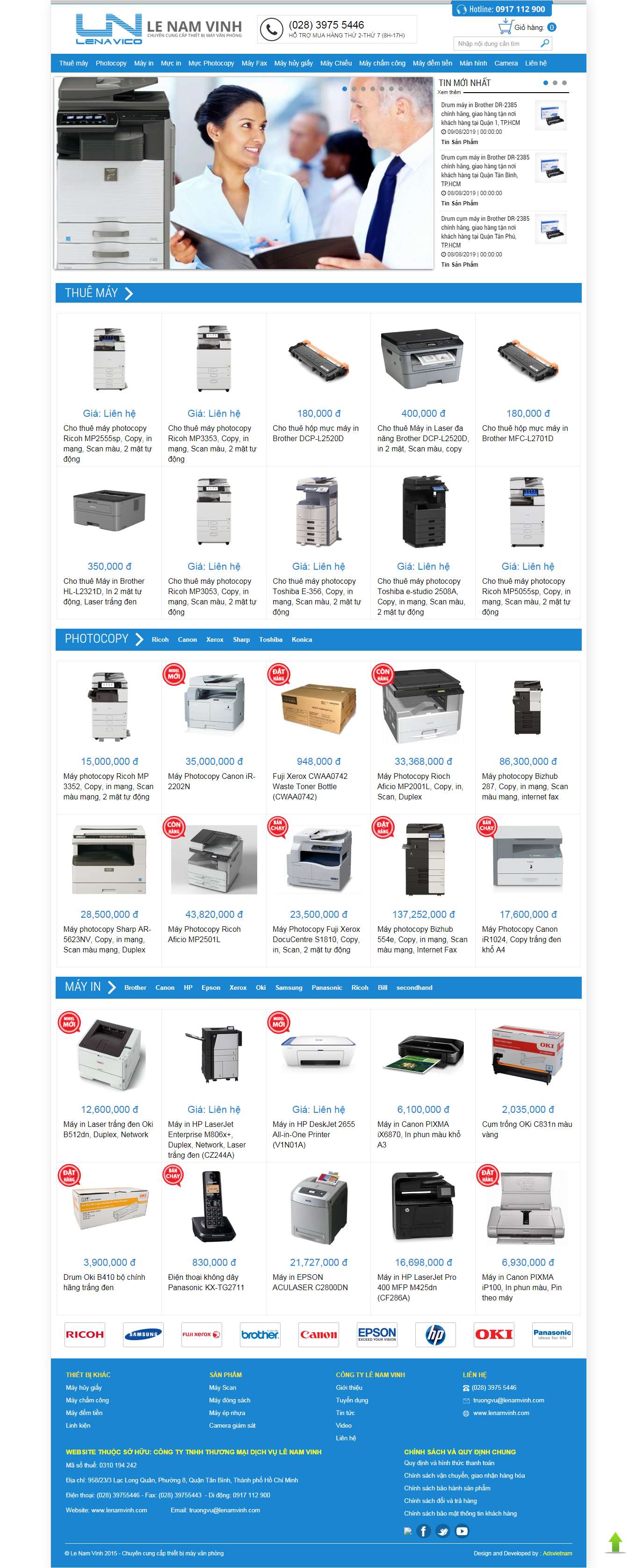 Thiết kế Website Web bán máy photocopy - lenamvinhcom