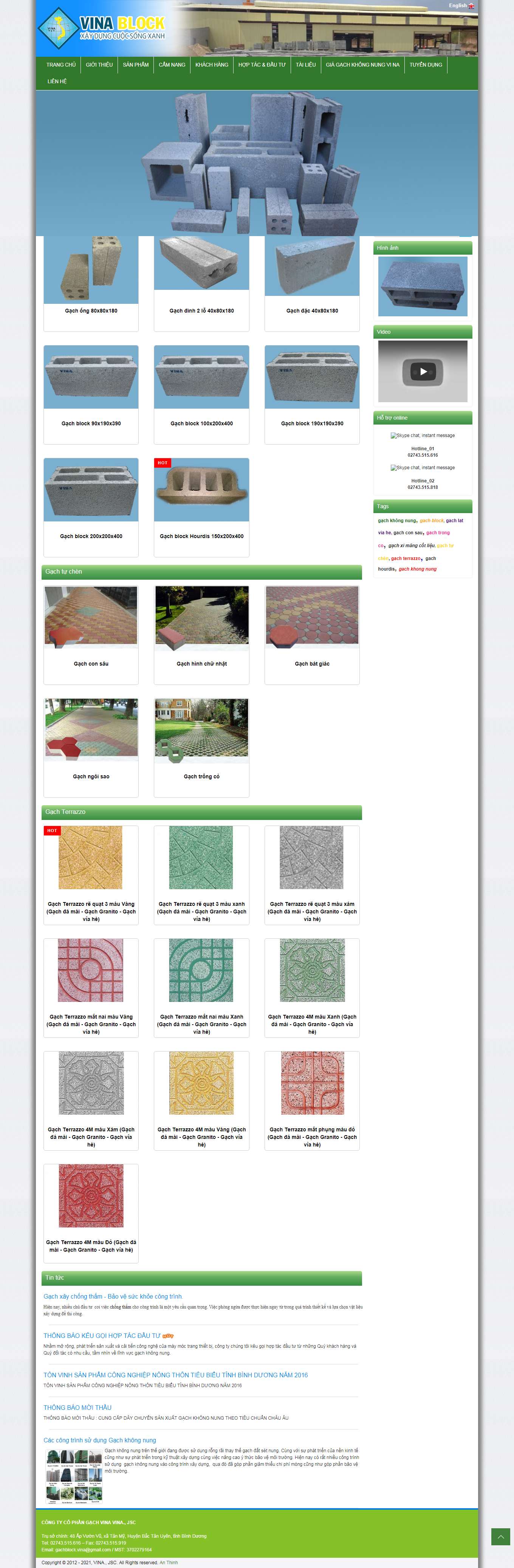 Thiết kế Website Web nhà máy gạch - gachvinacom
