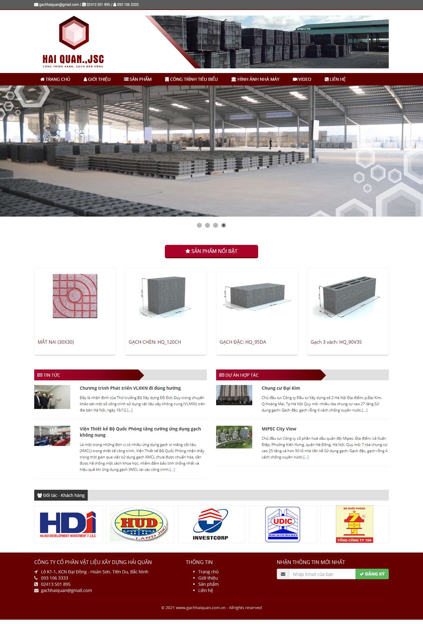 Thiết kế Website Web nhà máy gạch - gachhaiquancomvn