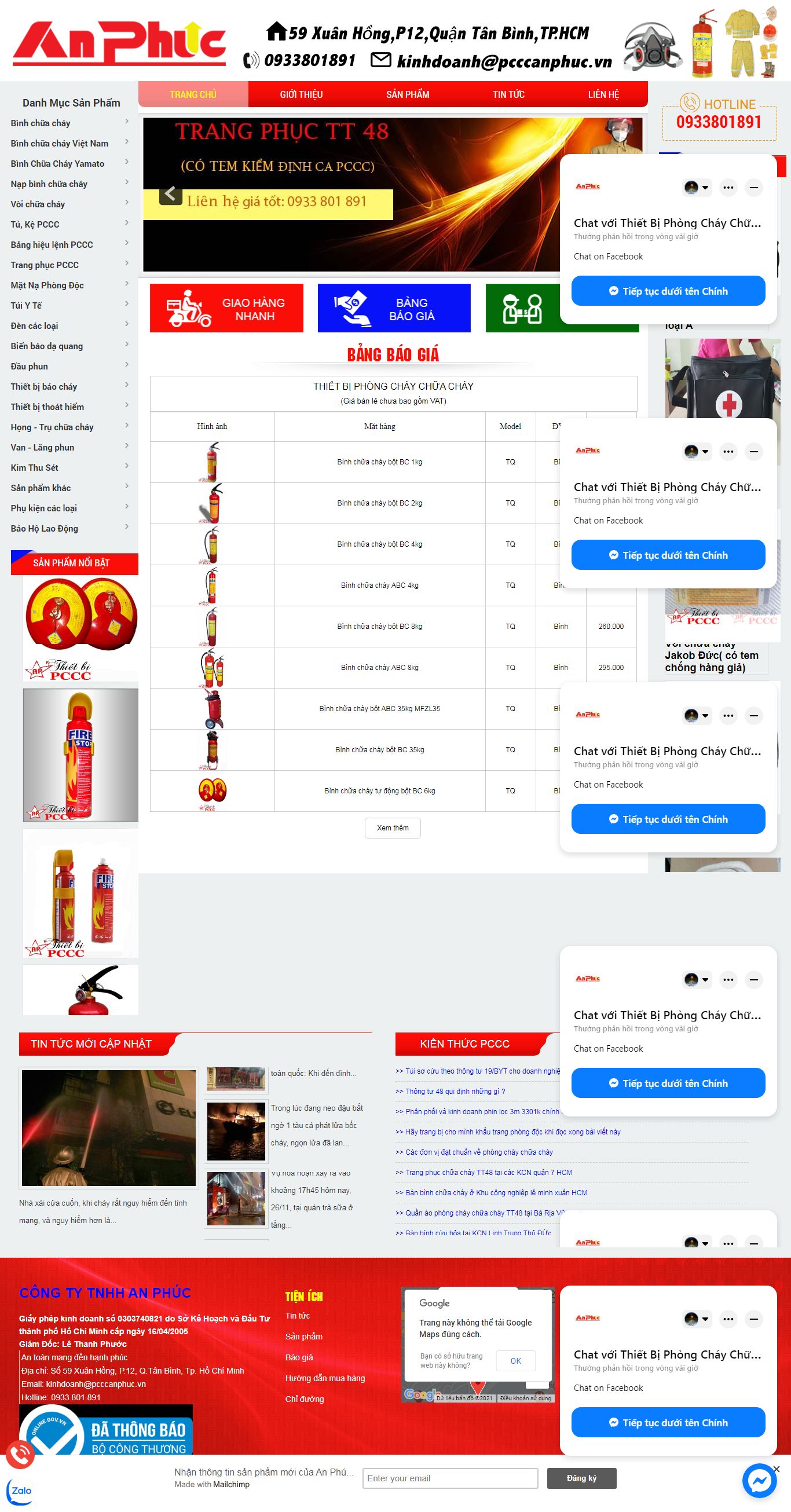 [binhchuachay123] Thiết kế Website Web bình chữa cháy - pcccanphuccom