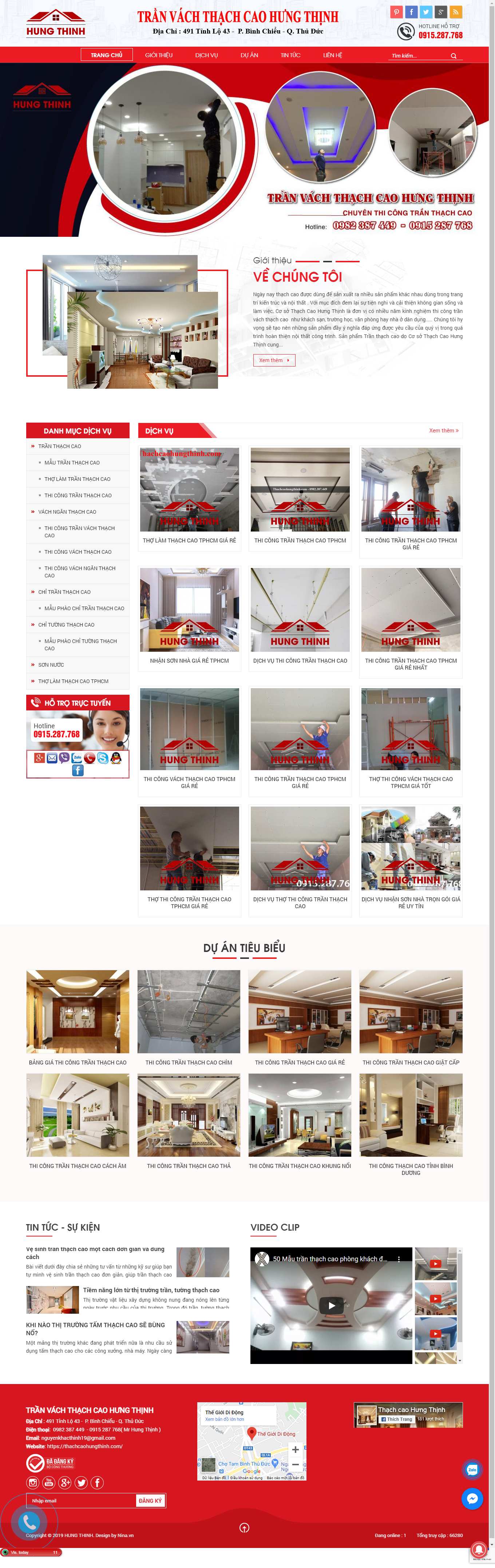[thachcaodaiphat] Thiết kế Website Web công ty trần thạch cao - thachcaohungthinhcom