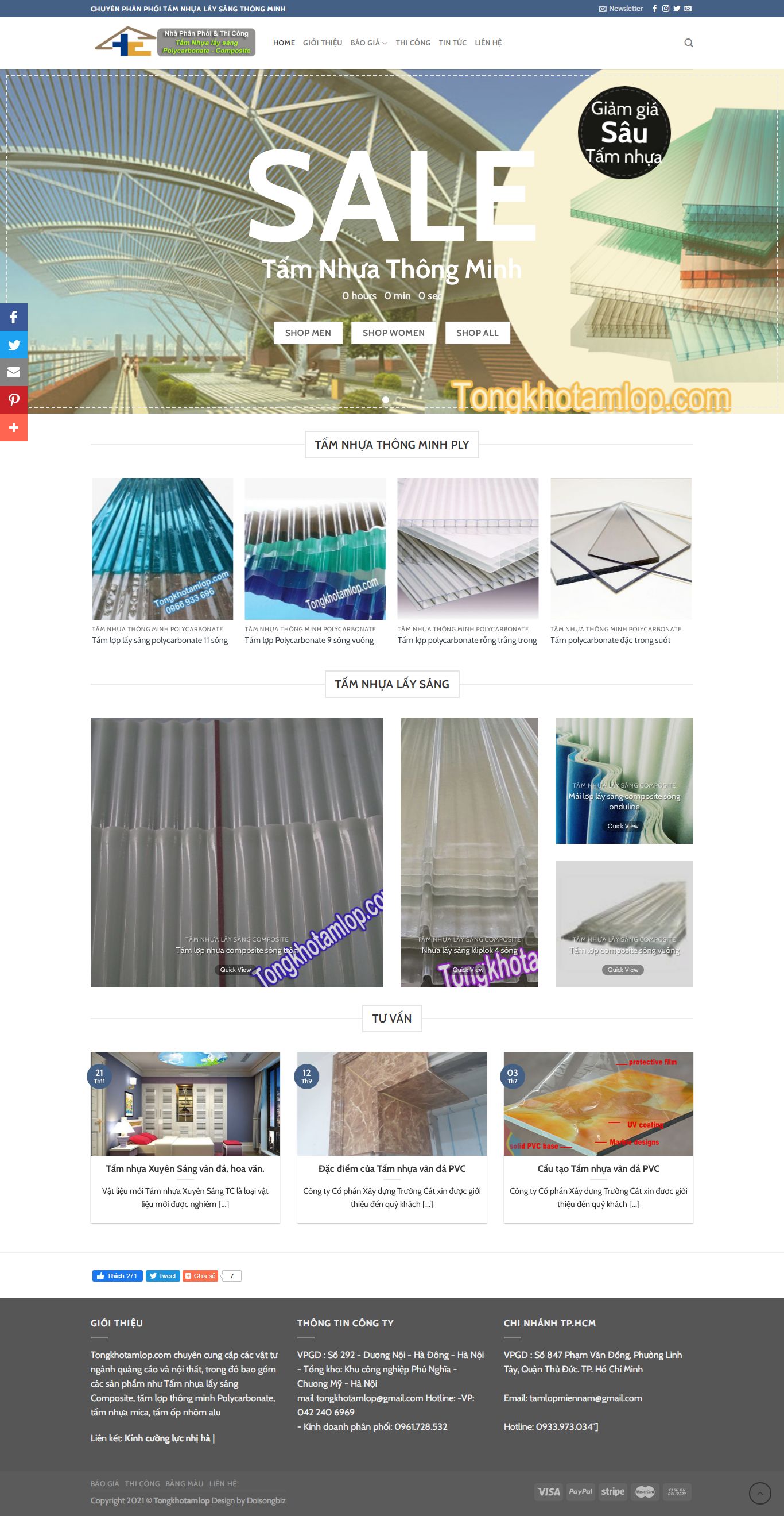 [truongcat] Thiết kế Website Web bán tấm nhựa thông minh - tongkhotamlopcom
