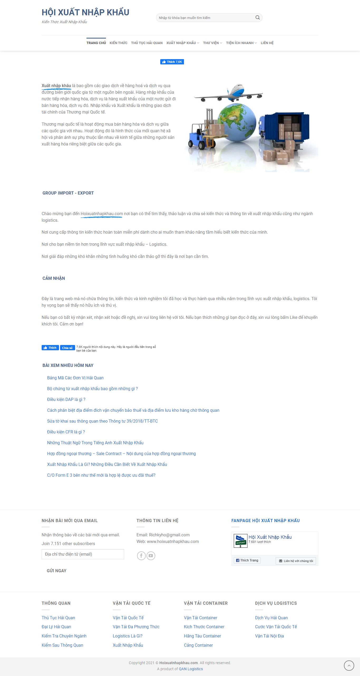 Thiết kế Website Web công ty nhập khẩu - hoixuatnhapkhaucom