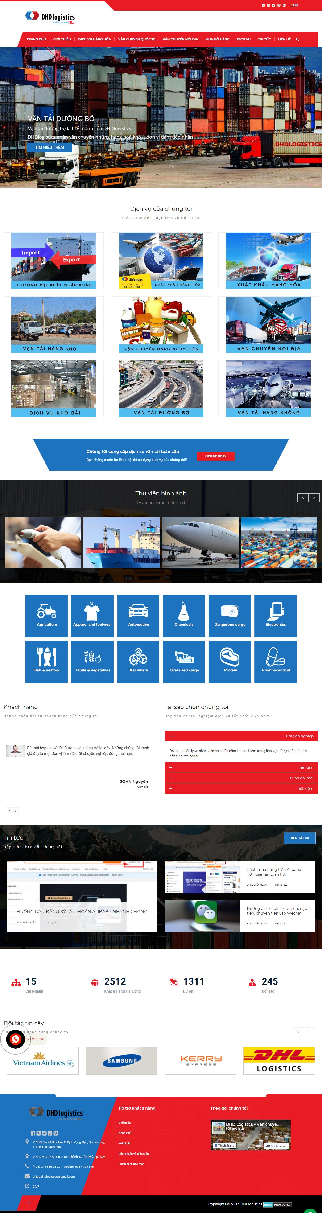 Thiết kế Website Web công ty nhập khẩu - dhdlogisticscom