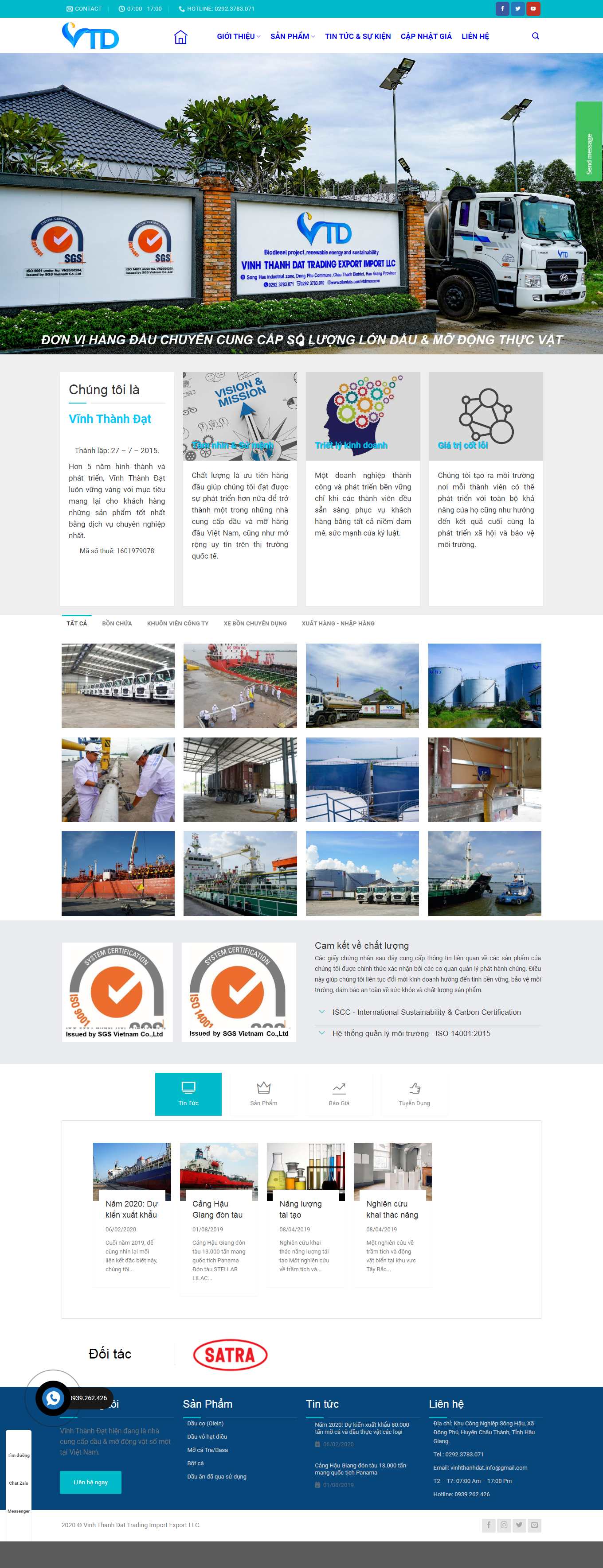 [thucphamhanoi] Thiết kế Website Web đại lý bán dầu ăn - vtdimexcovn