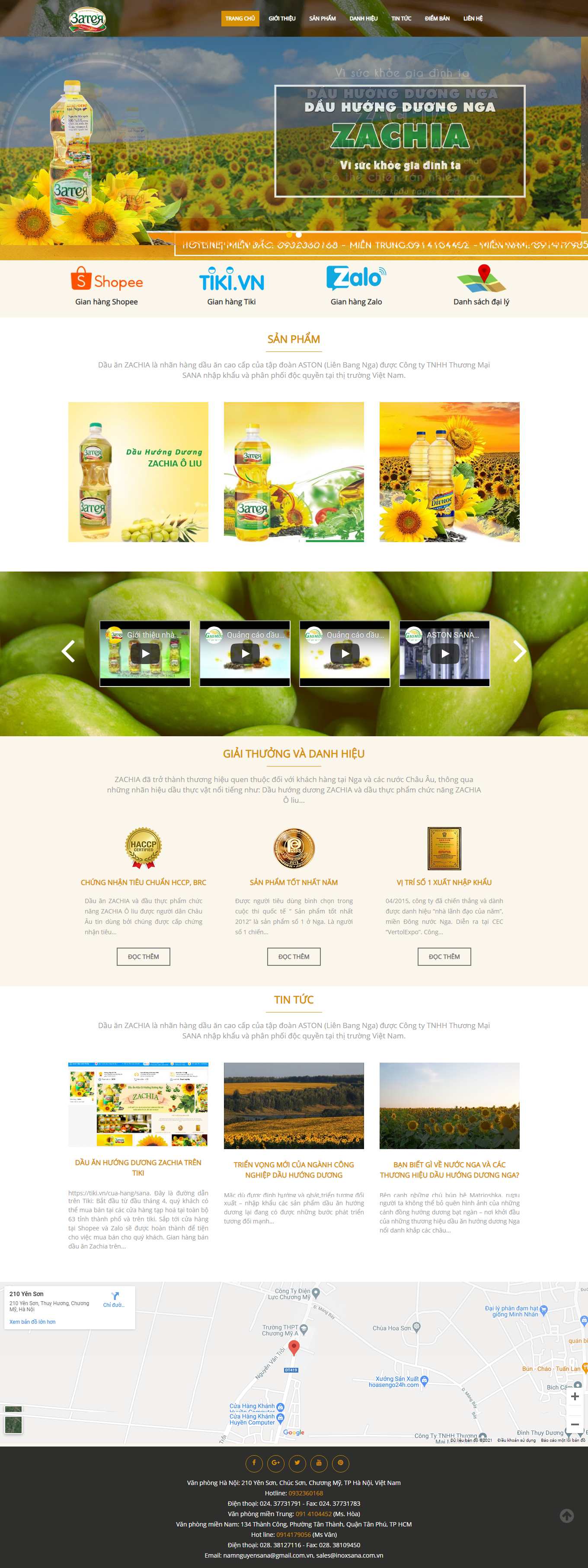 [thucphamhanoi] Thiết kế Website Web đại lý bán dầu ăn - zachiavn