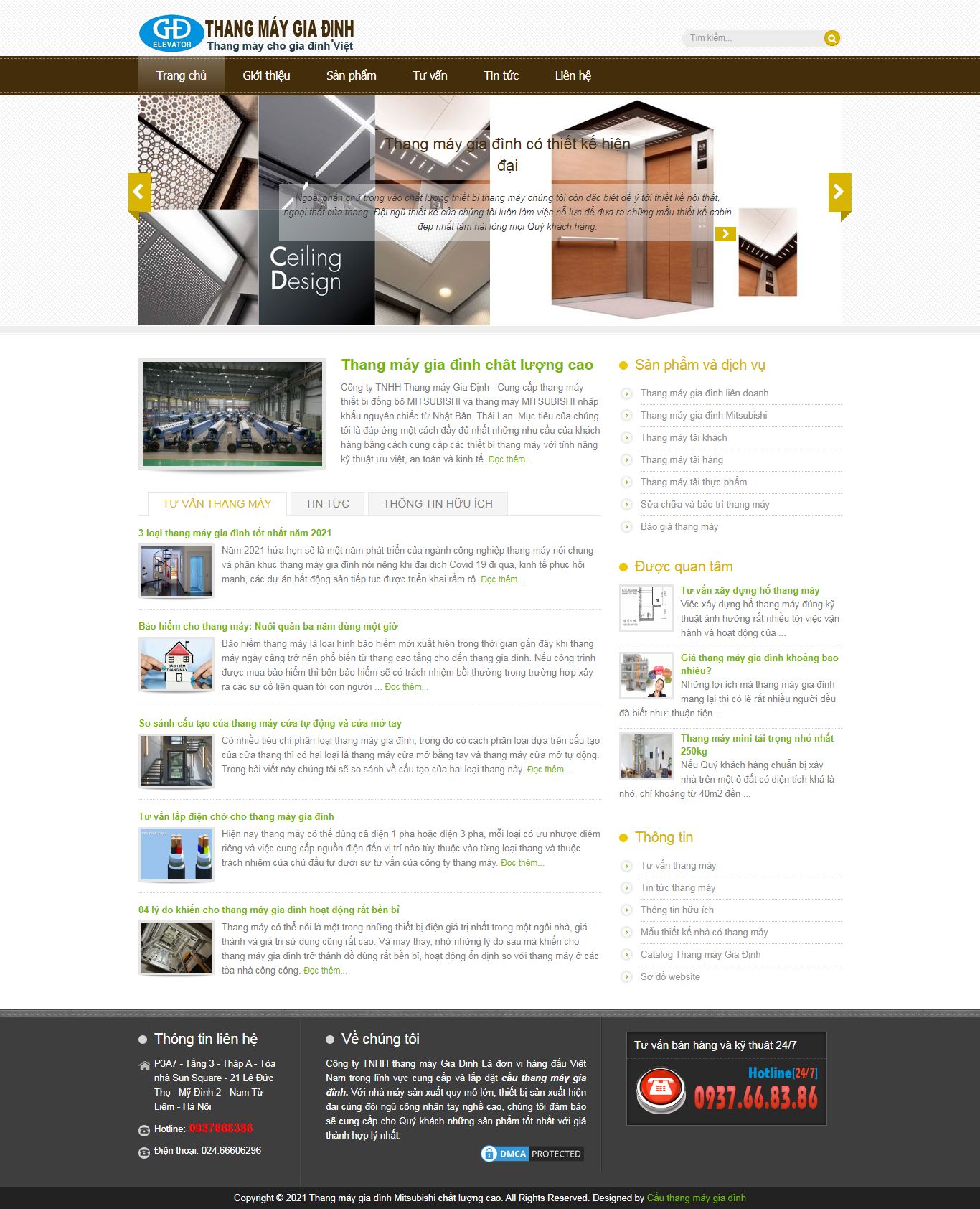 Thiết kế Website Web bán, lắp đặt thang máy - cauthangmaycom