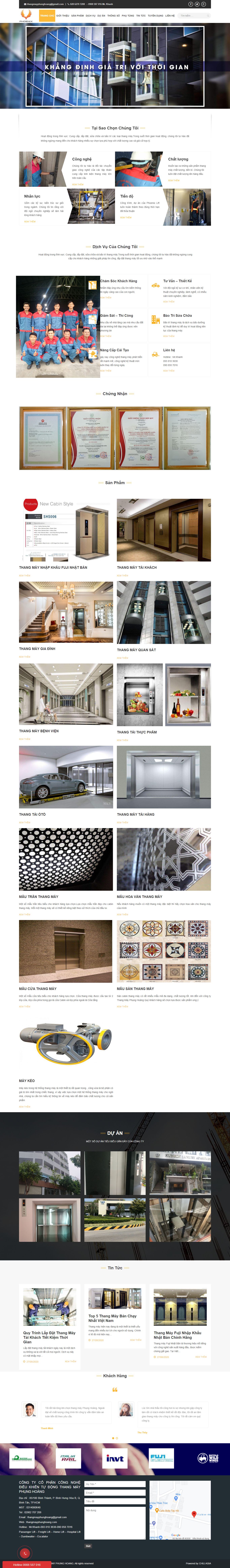 [tudonghoabachkhoa] Thiết kế Website Web bán công ty thang máy - thangmayphunghoangcom