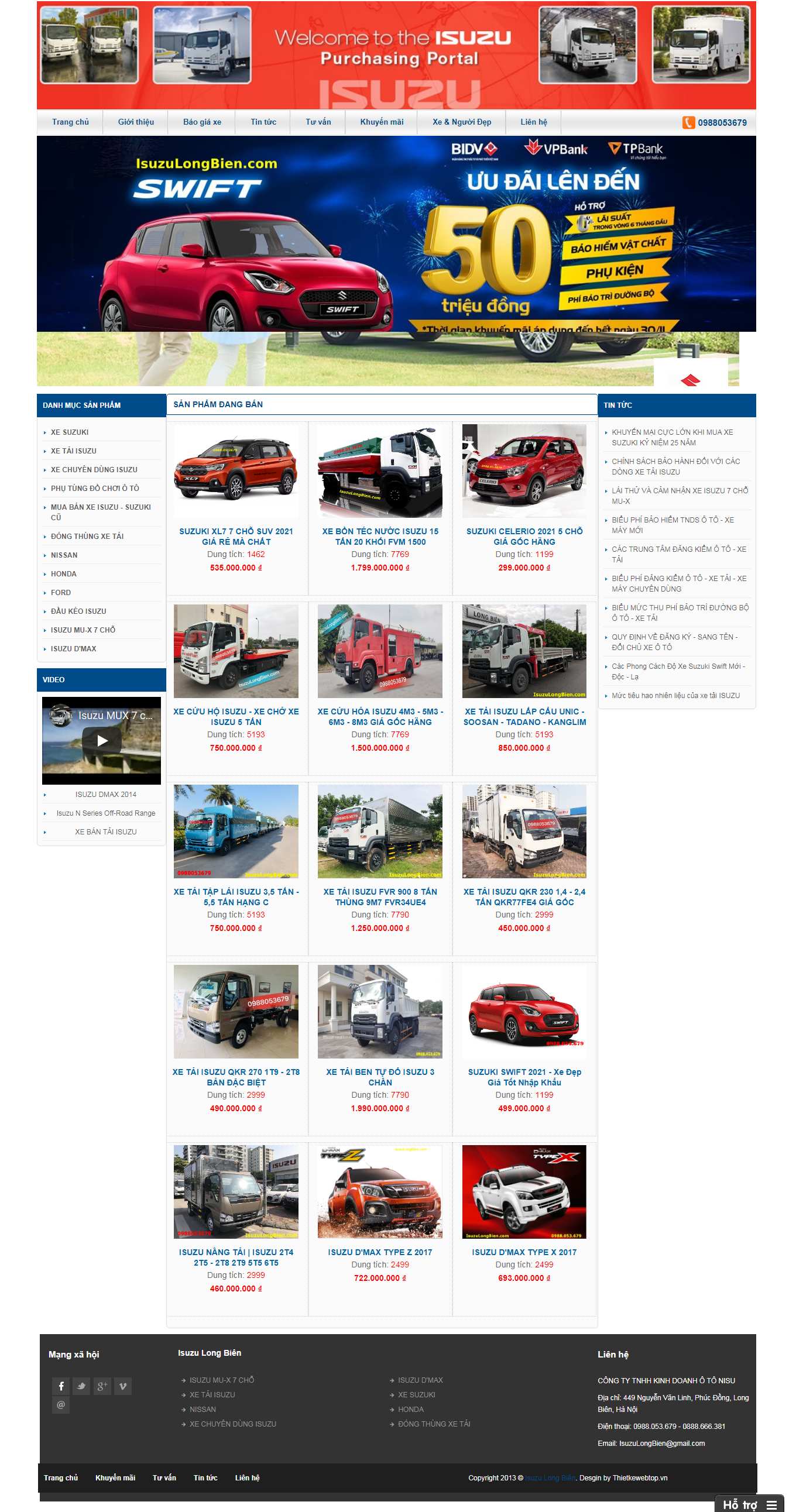 Thiết kế Website Web ô tô - isuzulongbiencom