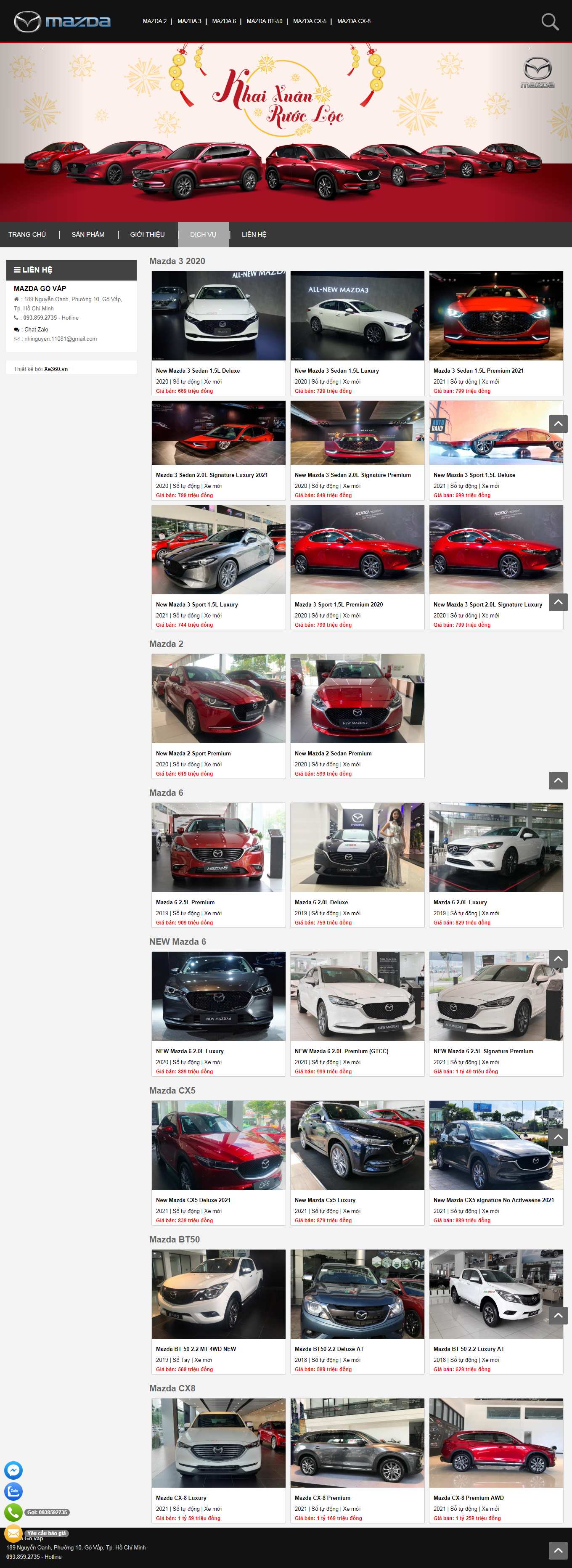Thiết kế Website Web ô tô - mazdagovapxe360vn