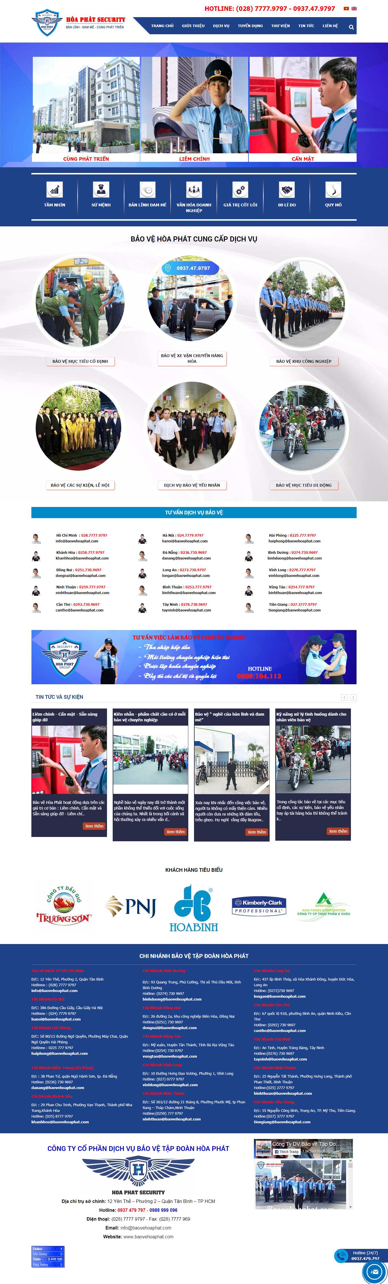Thiết kế Website web an ninh - bảo vệ - baovehoaphatcom
