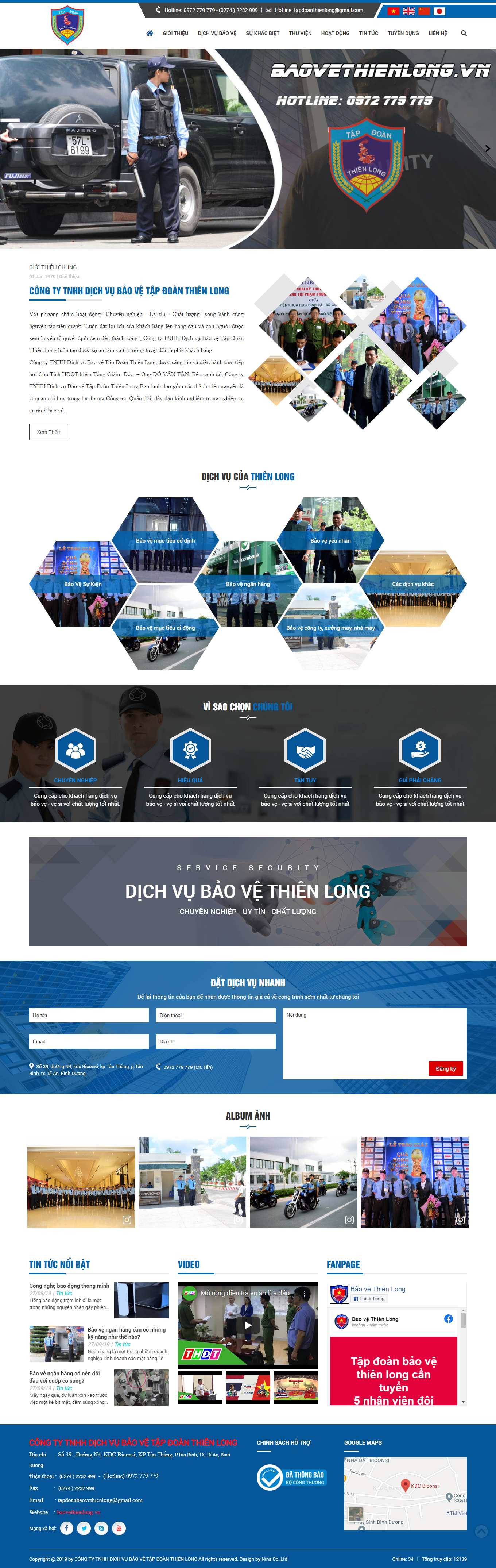 Thiết kế Website web an ninh - bảo vệ - baovethienlongvn