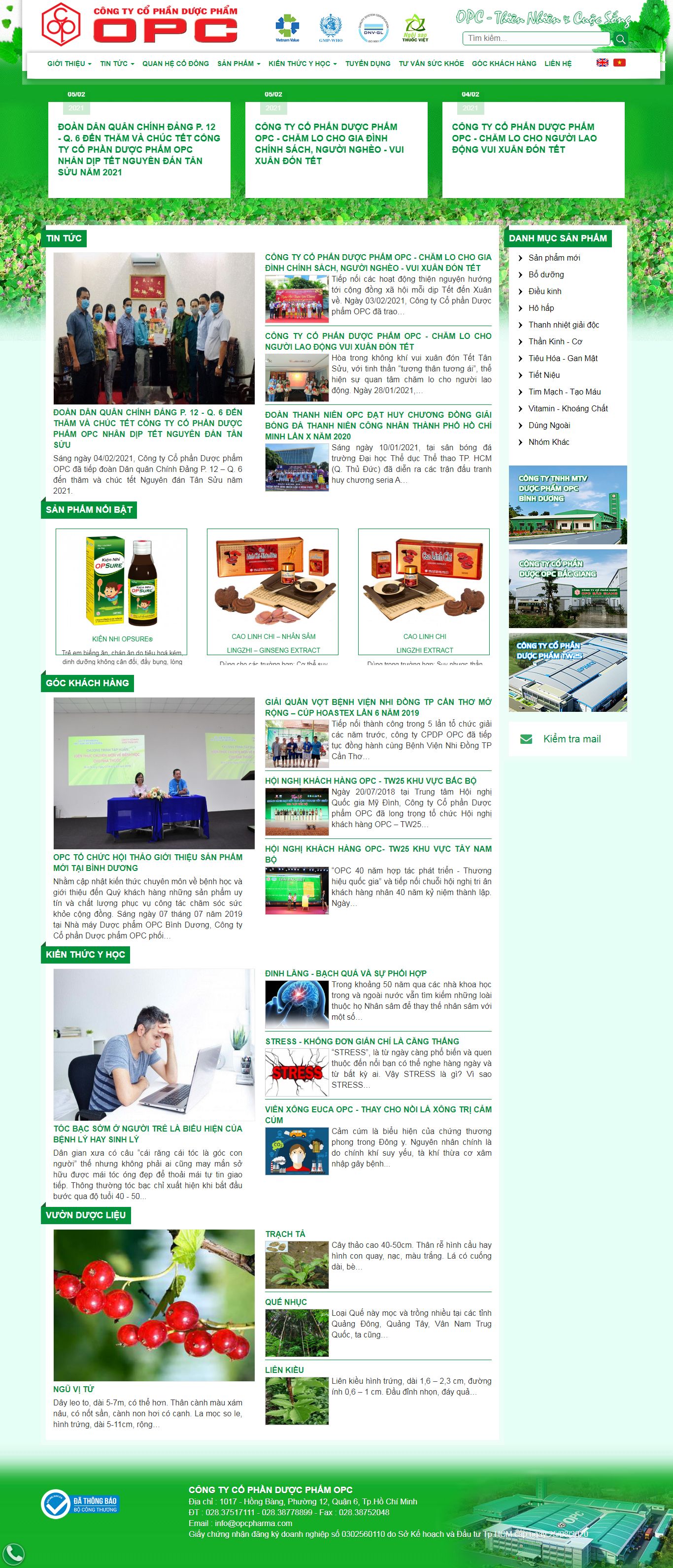 Thiết kế Website Web công ty dược - opcpharmacom