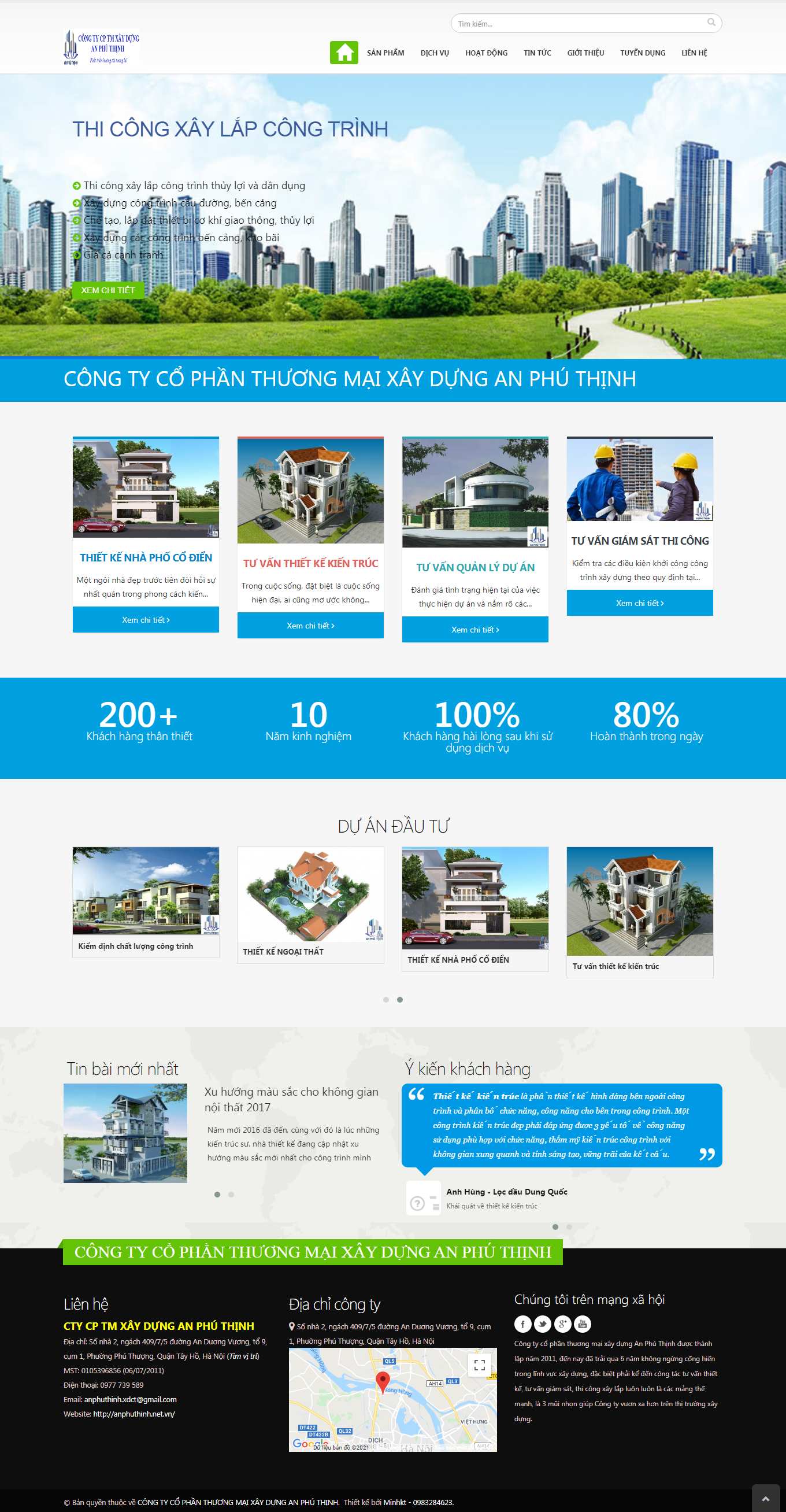 Thiết kế Website web thiết kế ngoại thất - anphuthinhnetvn