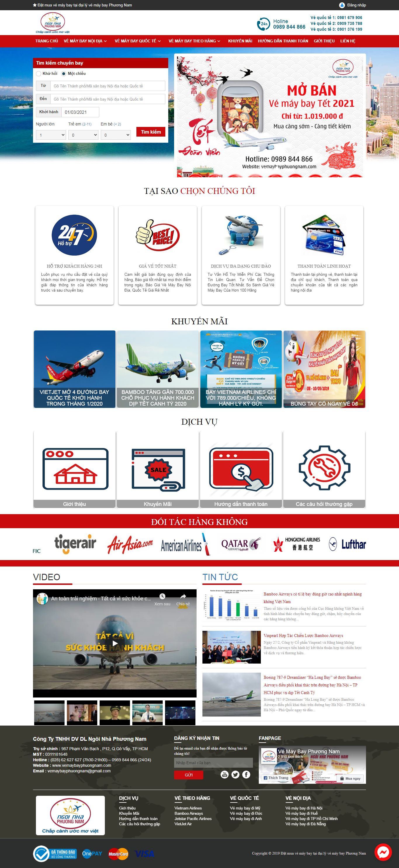 Thiết kế Website Web phương nam - vemaybayphuongnamcom
