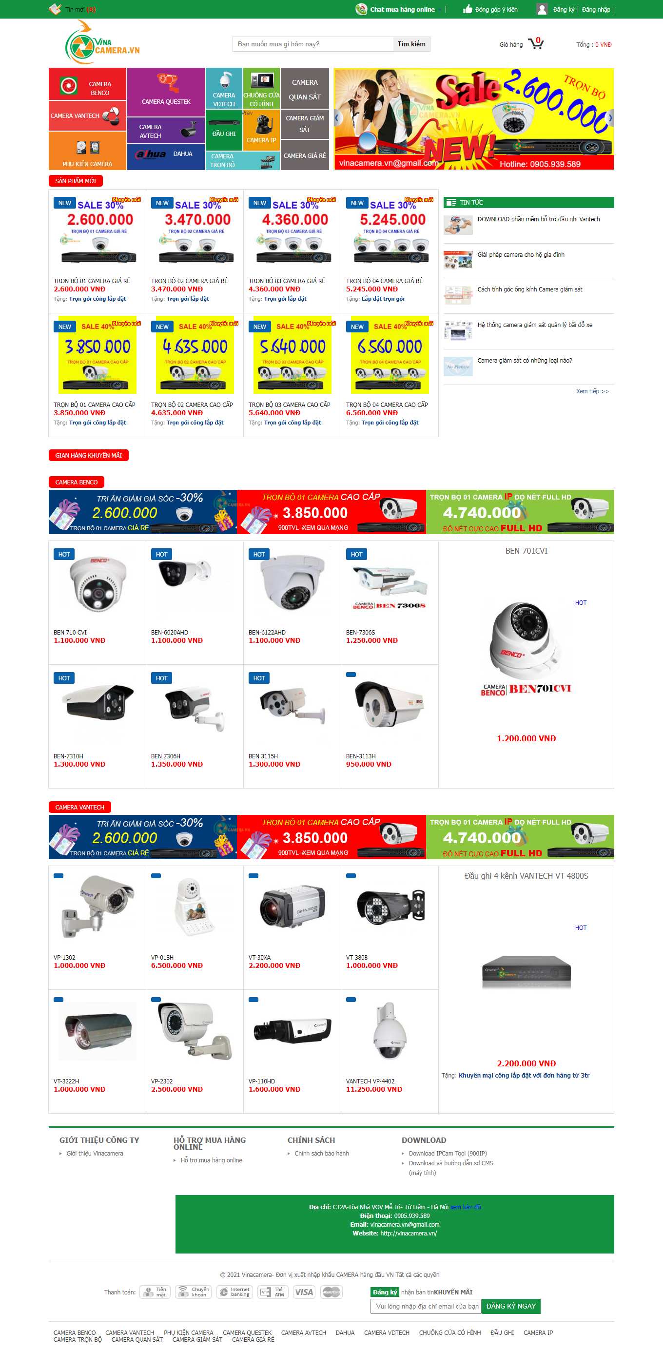 Thiết kế Website web camera giám sát - vinacameravn