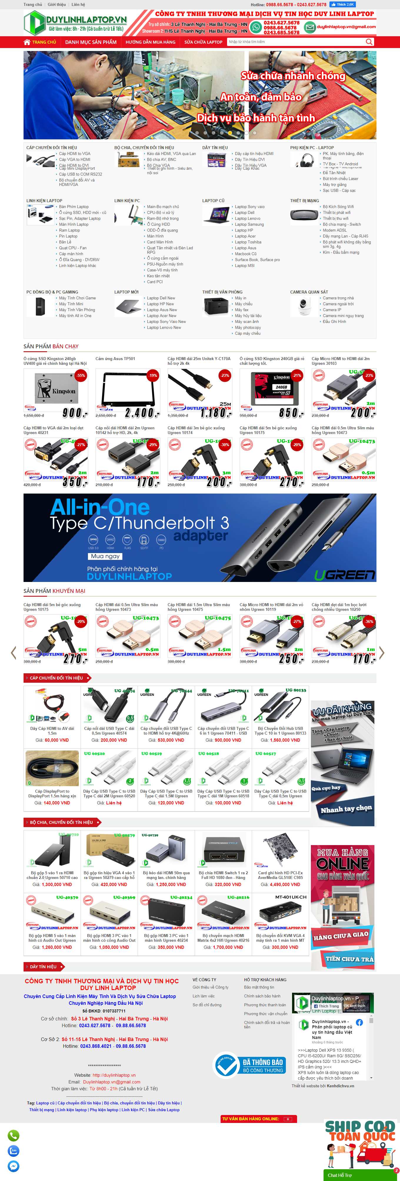 [truongancomputer] Thiết kế Website web linh kiện máy tính - duylinhlaptopvn