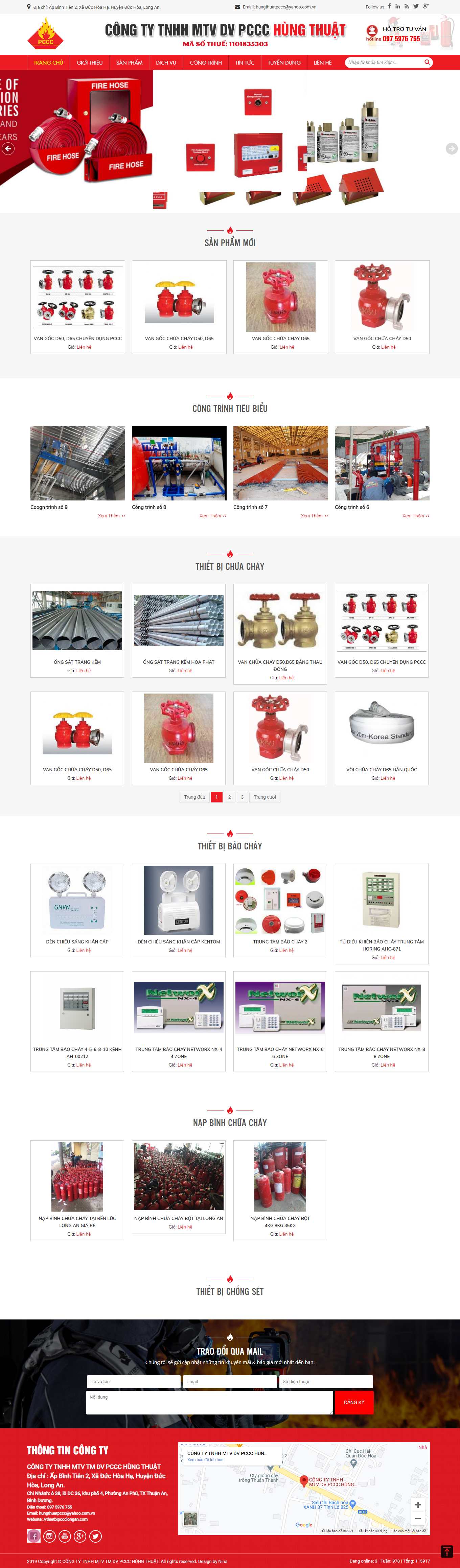 Thiết kế Website web thiết bị phòng cháy - thietbipccclongancom